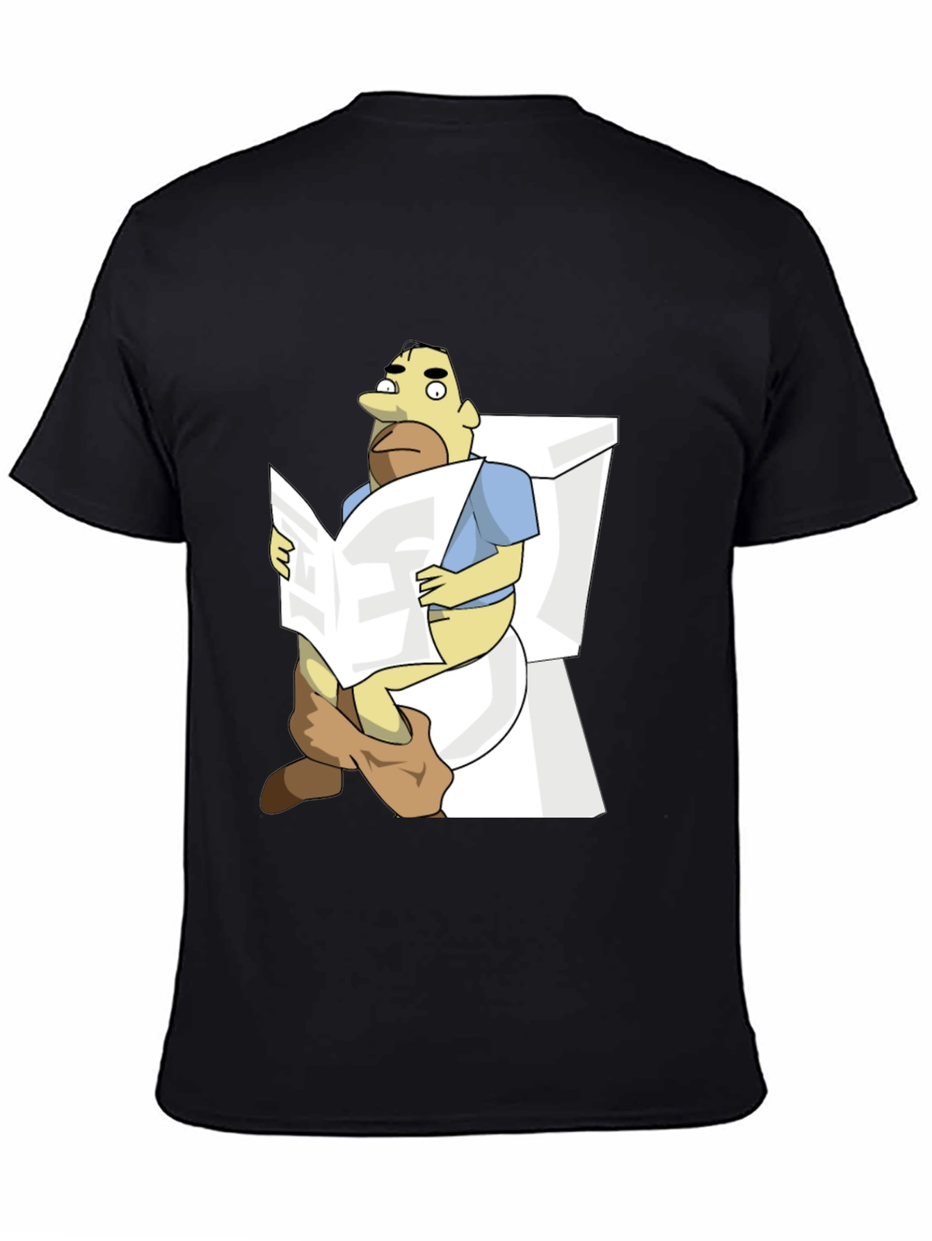 Cartoon Man on Toilet Funny Graphic T-Shirt