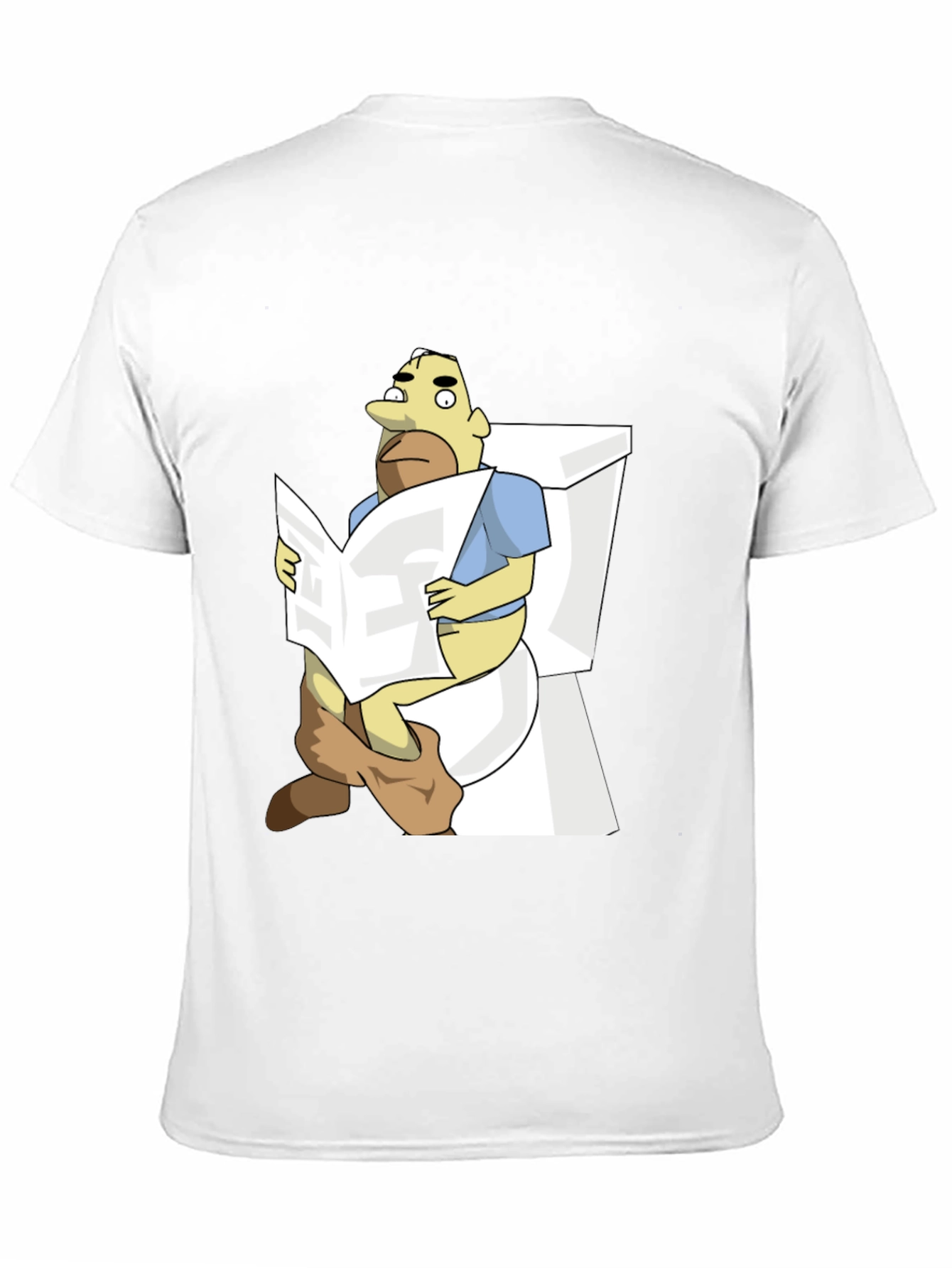 Cartoon Man on Toilet Funny Graphic T-Shirt