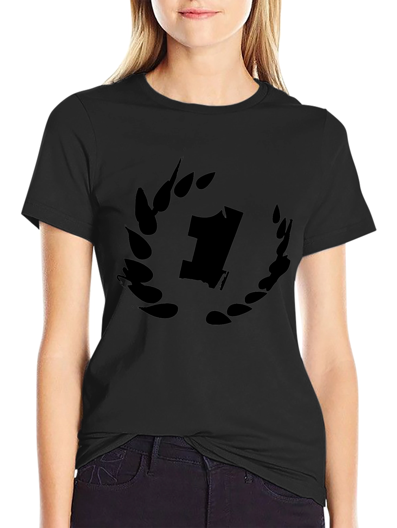 Black T-Shirt with Number One Graphic