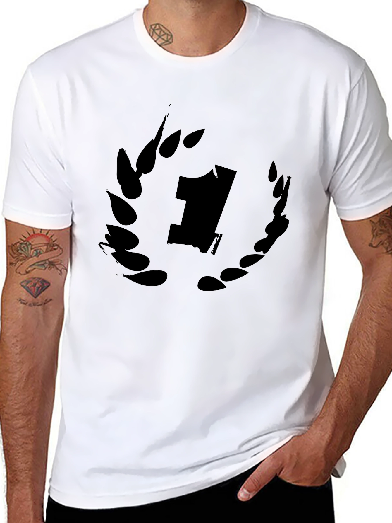 Black T-Shirt with Number One Graphic