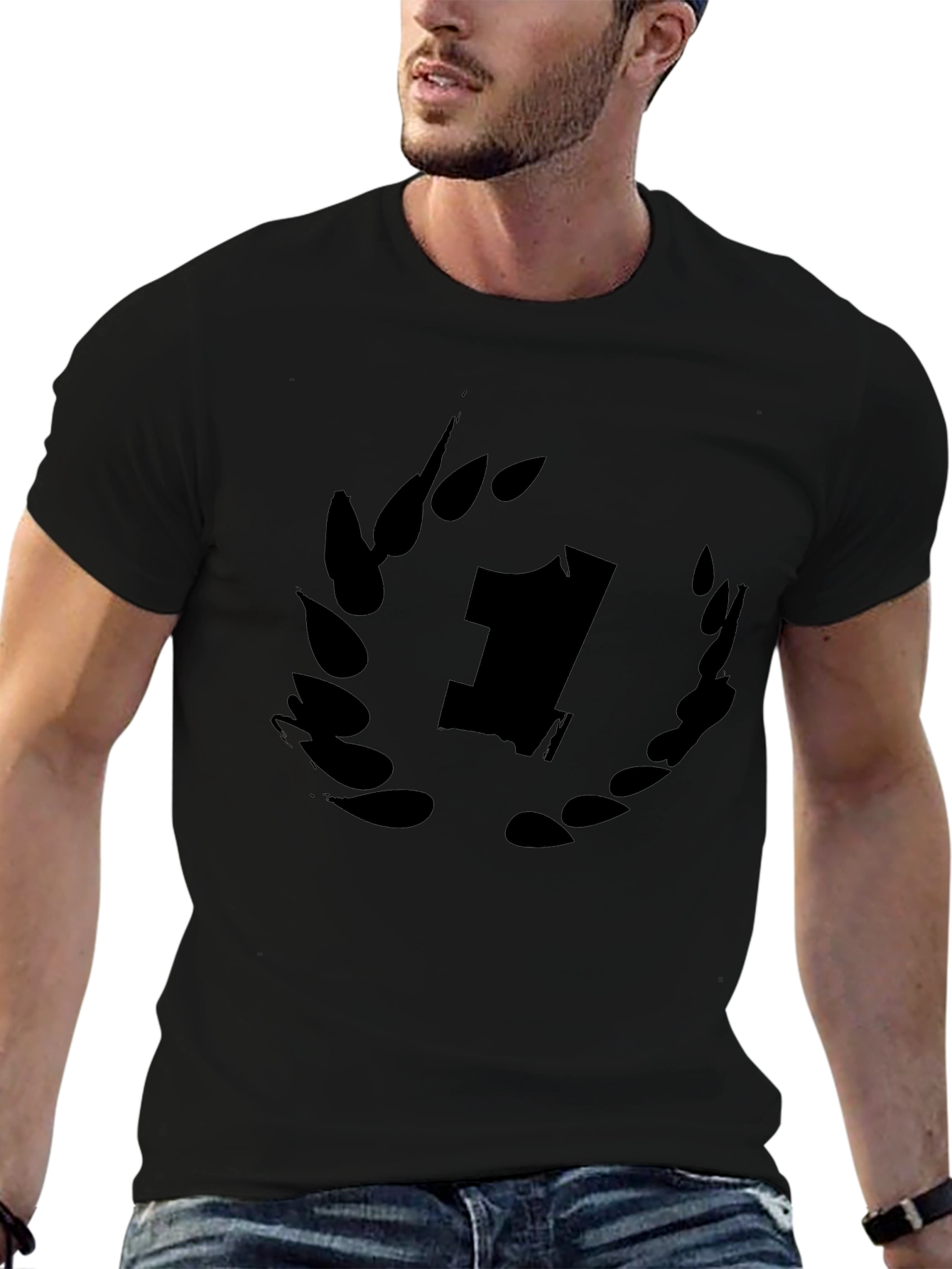 Black T-Shirt with Number One Graphic