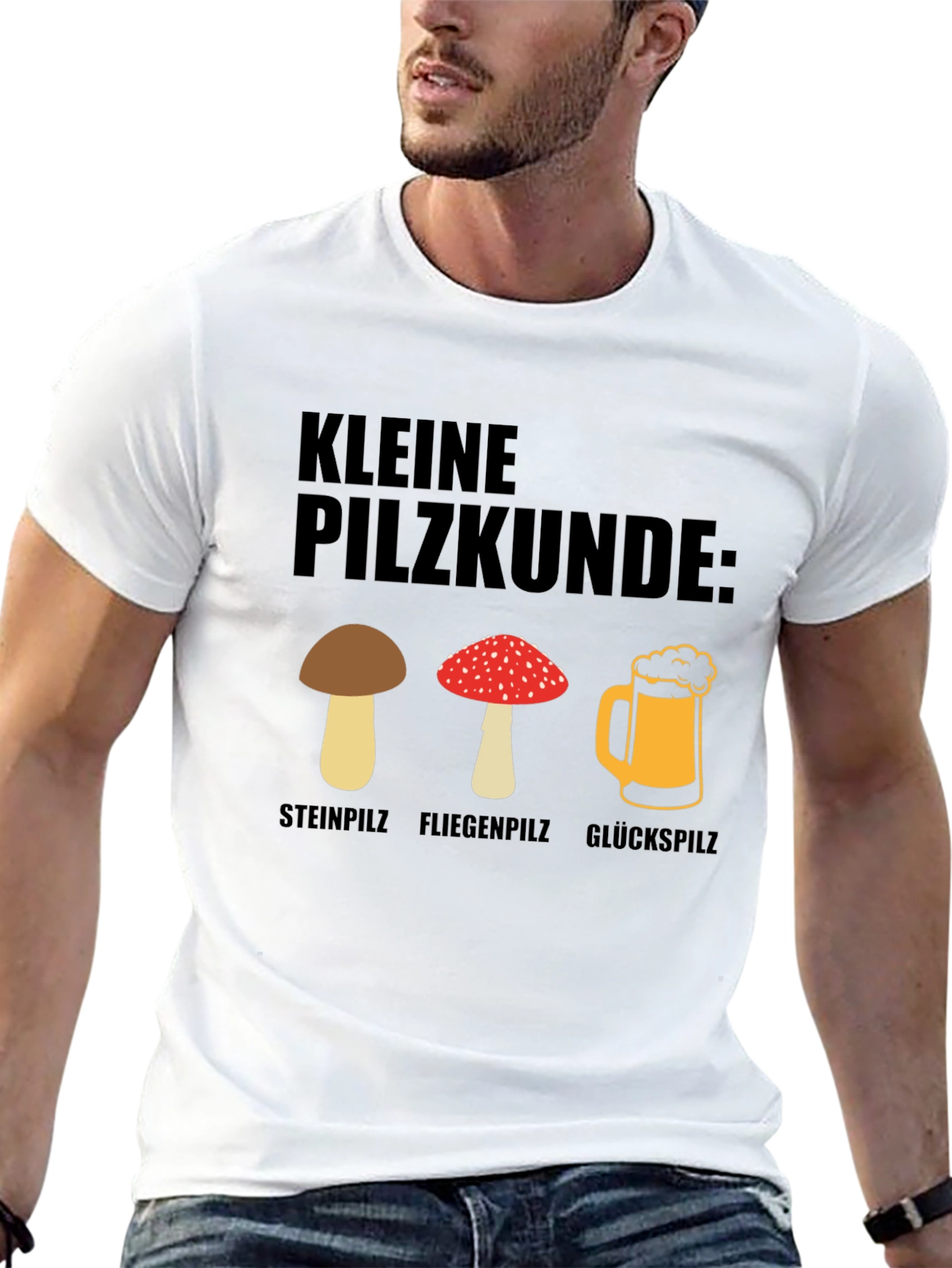 Kleine Pilzkunde Funny Mushroom and Beer T-Shirt