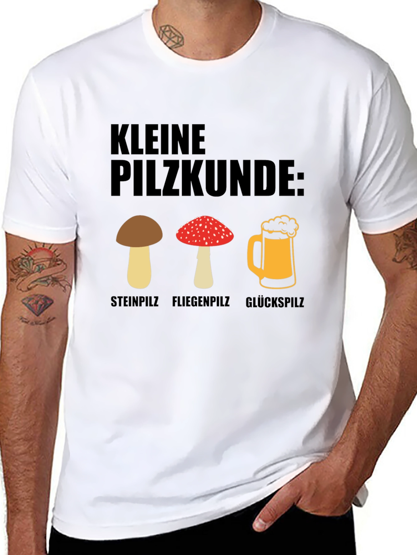 Kleine Pilzkunde Funny Mushroom and Beer T-Shirt