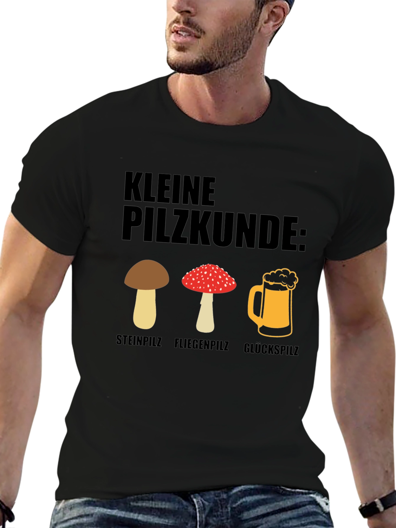 Kleine Pilzkunde Funny Mushroom and Beer T-Shirt