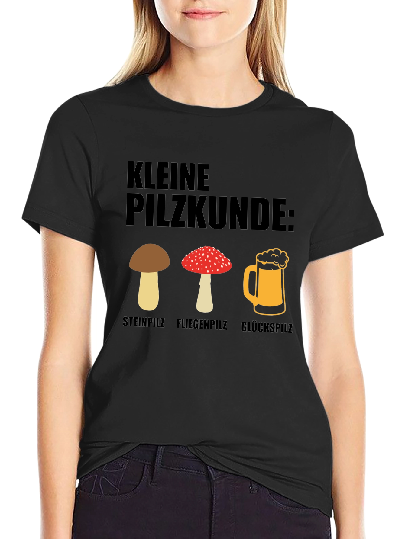 Kleine Pilzkunde Funny Mushroom and Beer T-Shirt