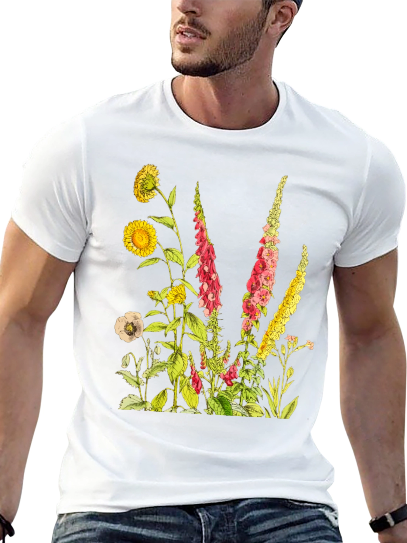 Botanical Print Black T-Shirt