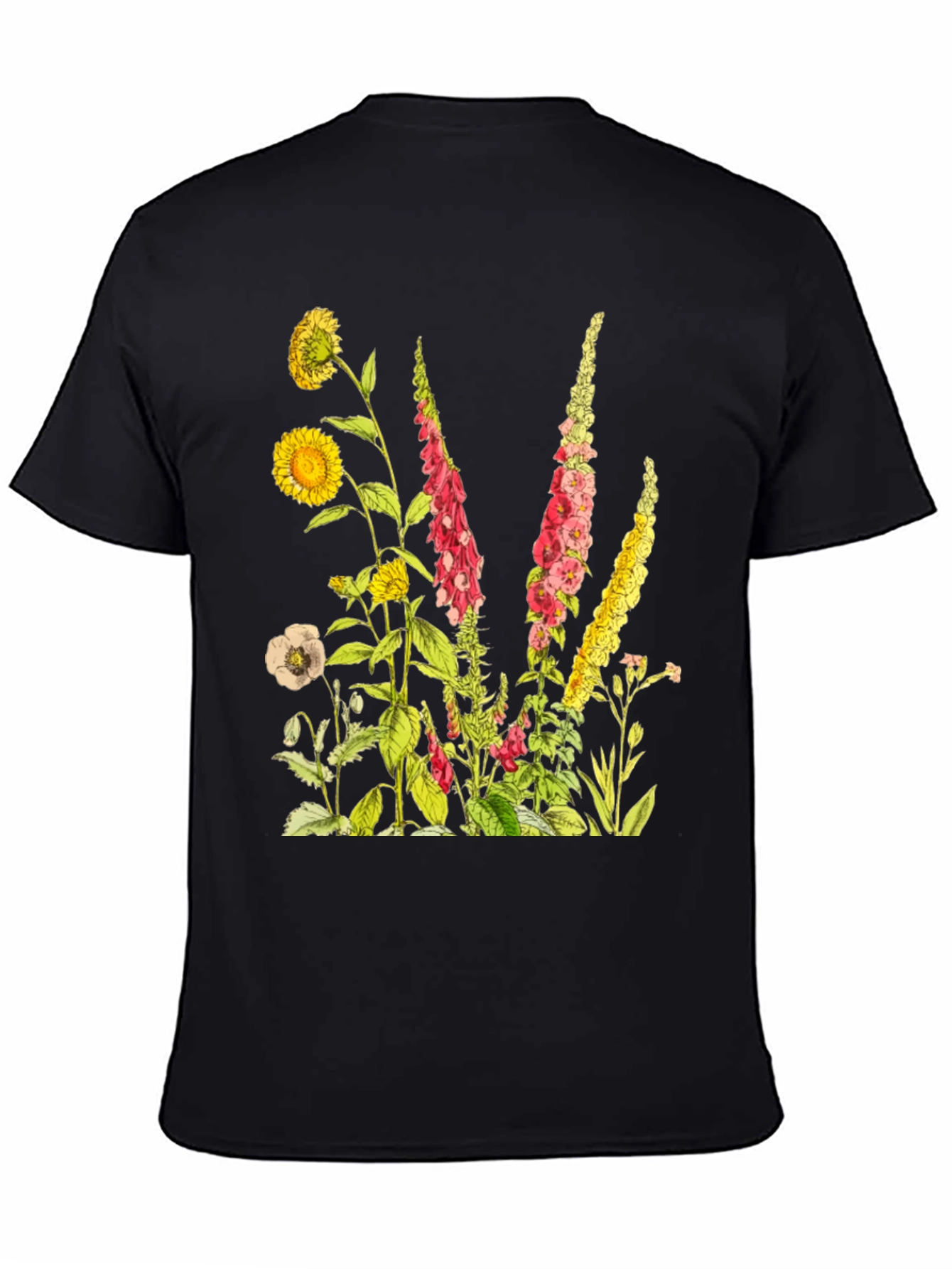 Botanical Print Black T-Shirt