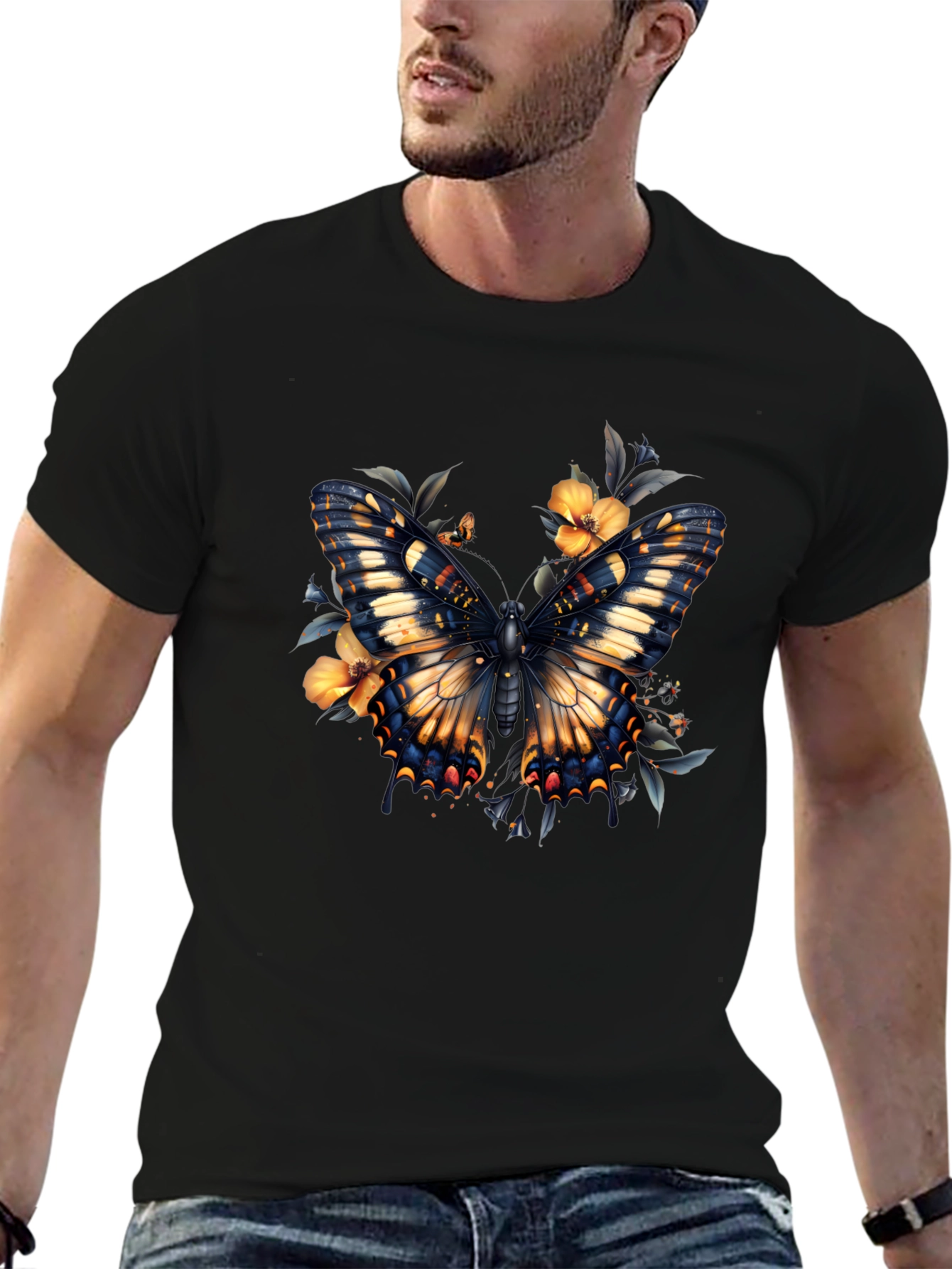 Butterfly Floral Graphic Print T-Shirt