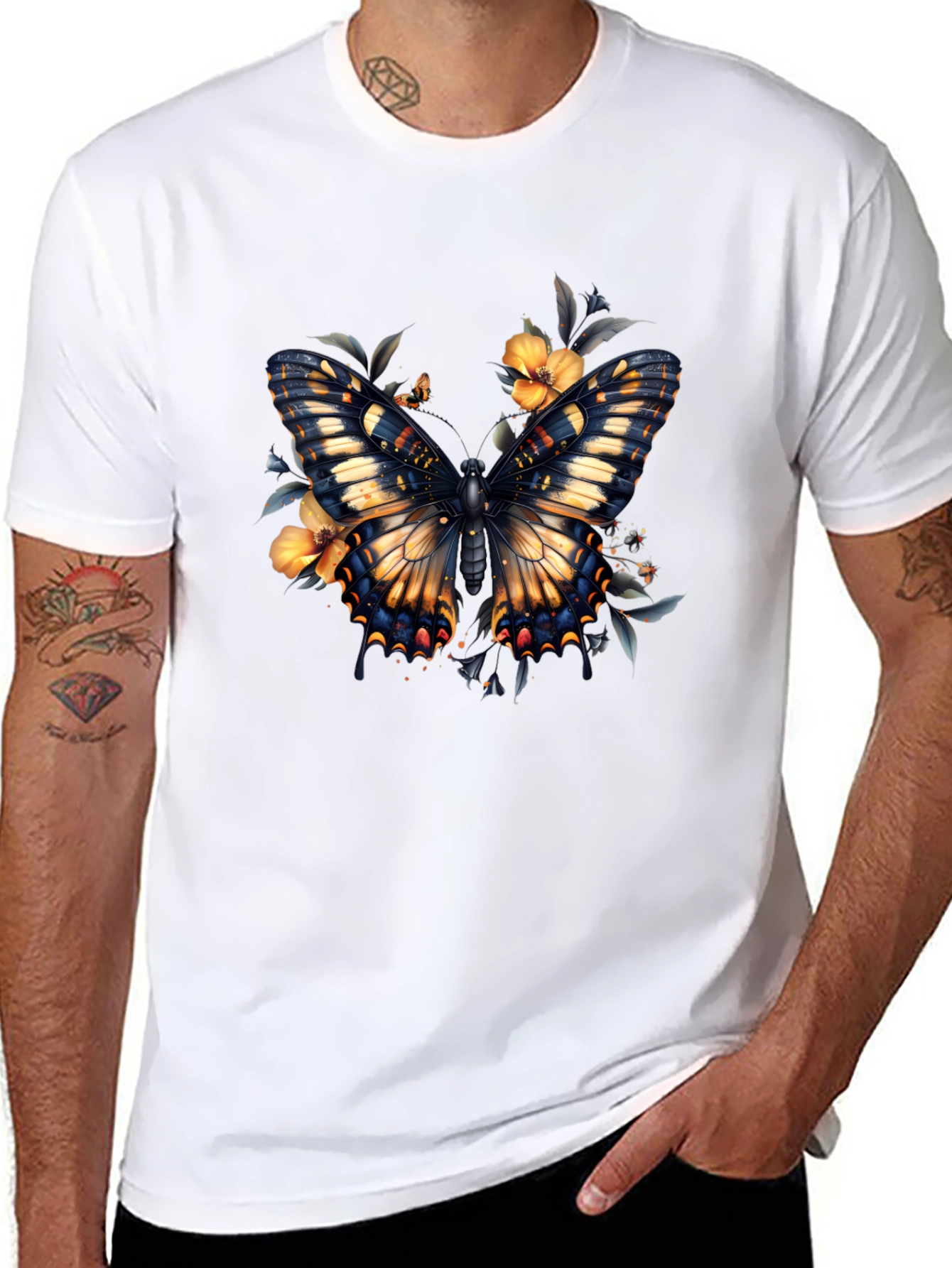 Butterfly Floral Graphic Print T-Shirt