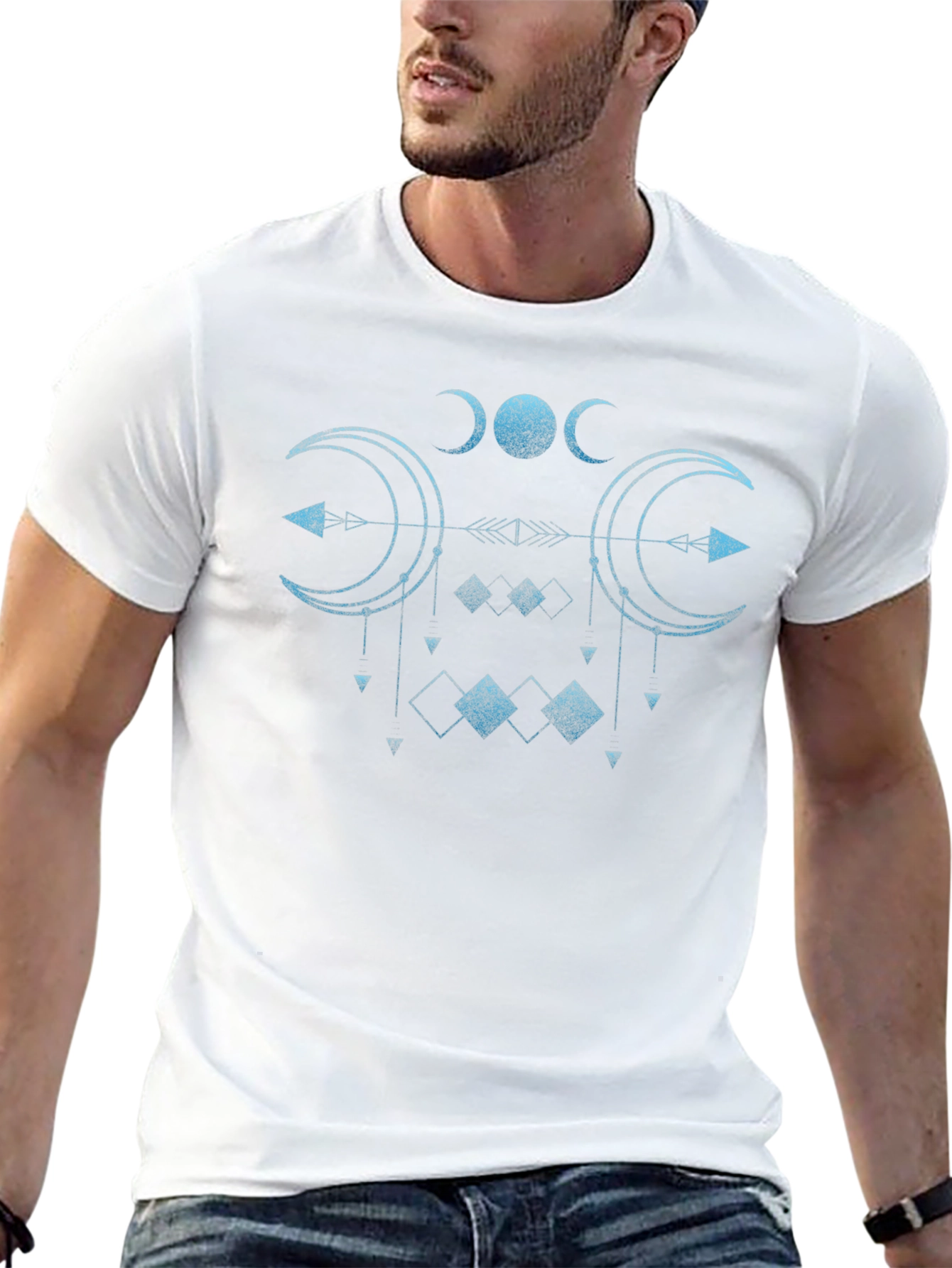 Mystic Moon Phase Graphic Tee - Black