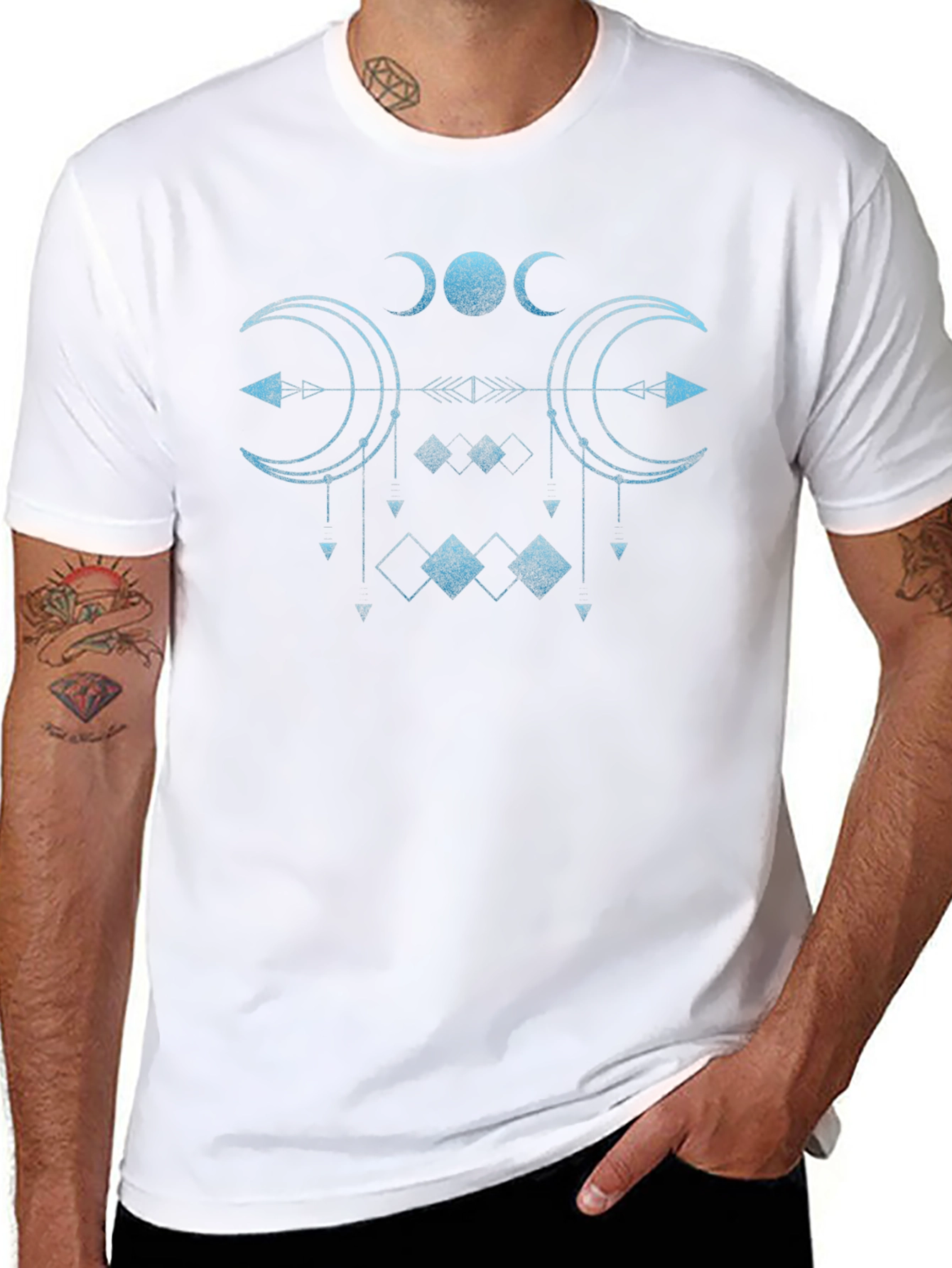 Mystic Moon Phase Graphic Tee - Black