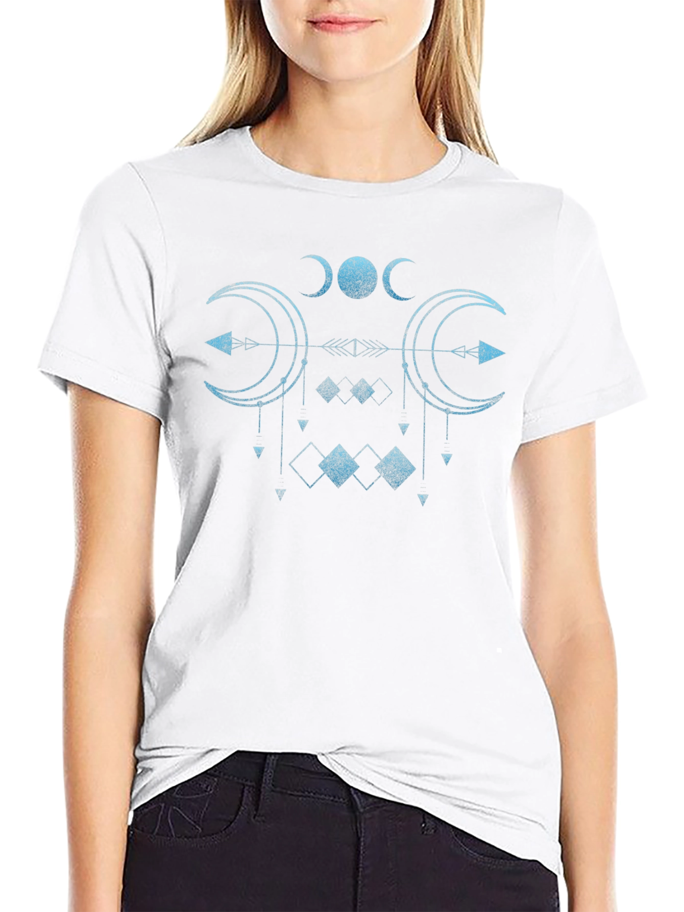 Mystic Moon Phase Graphic Tee - Black