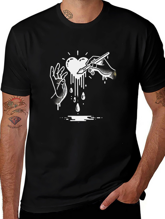 Heart Artist Graphic Black T-Shirt