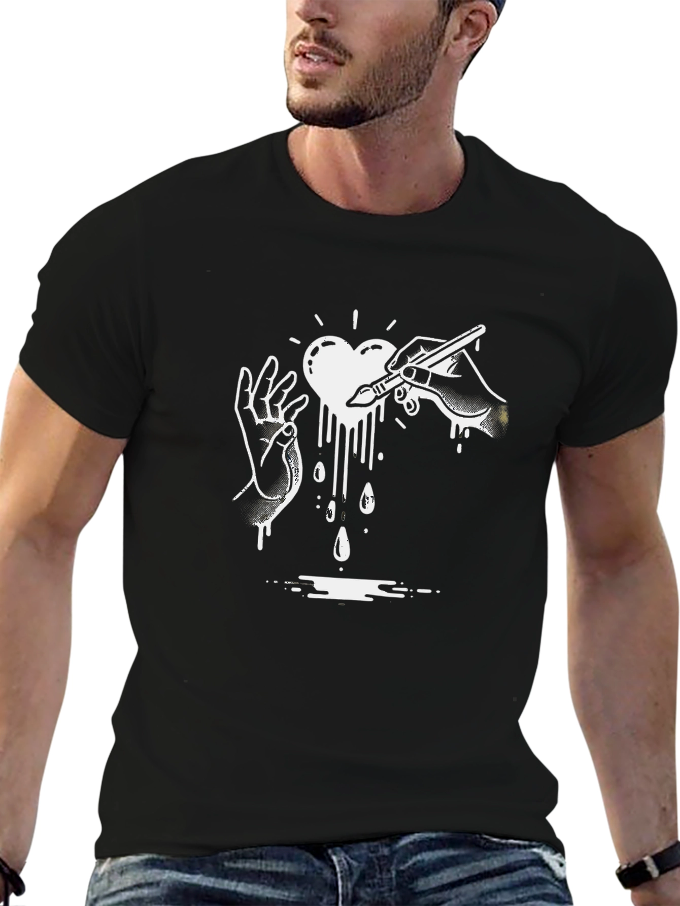 Heart Artist Graphic Black T-Shirt