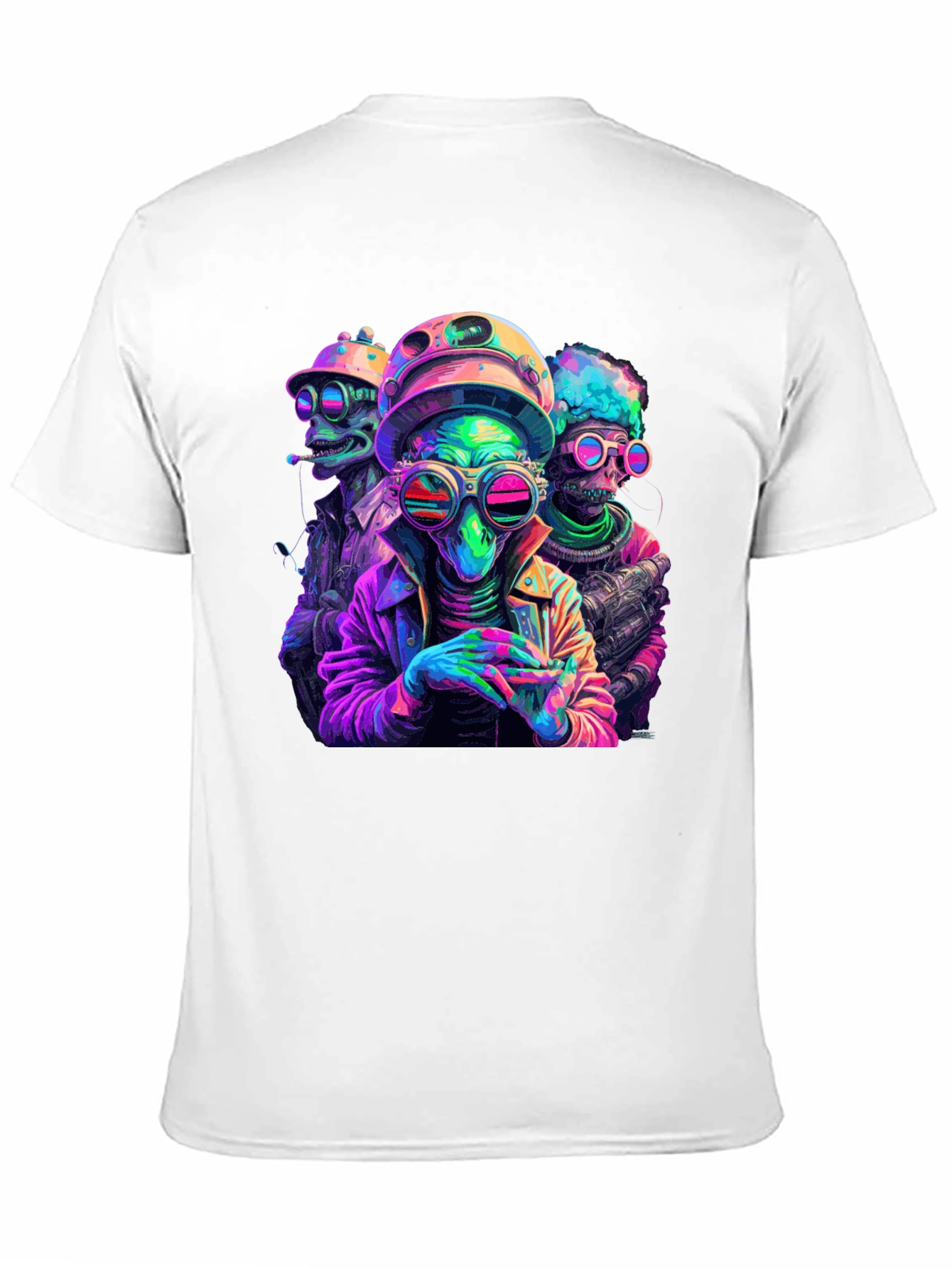 Neon Alien Crew T-Shirt - Black Cotton Blend