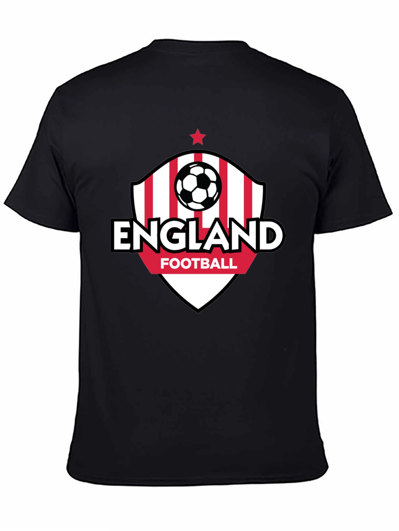 England Football Black T-Shirt Soccer Fan Tee