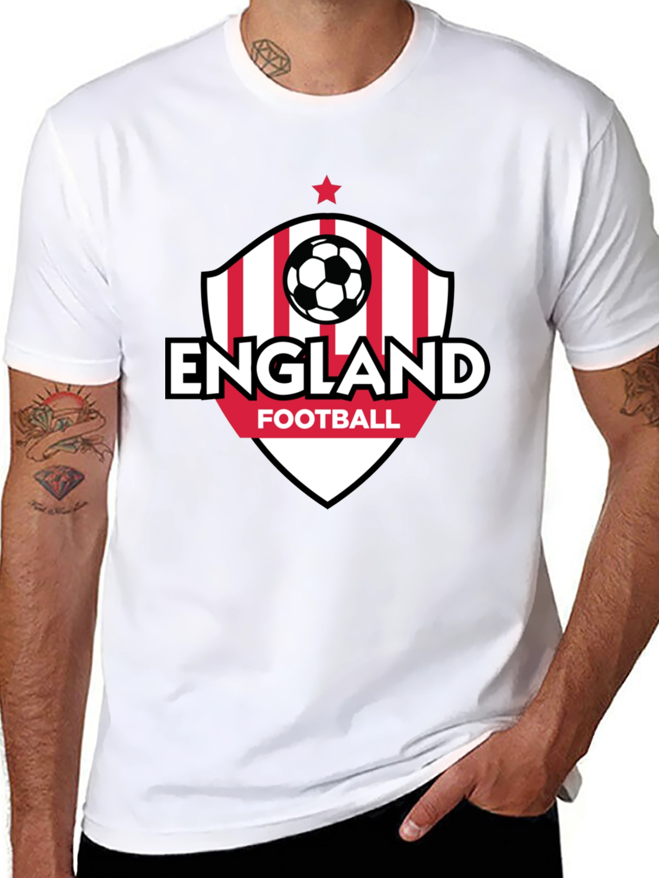 England Football Black T-Shirt Soccer Fan Tee