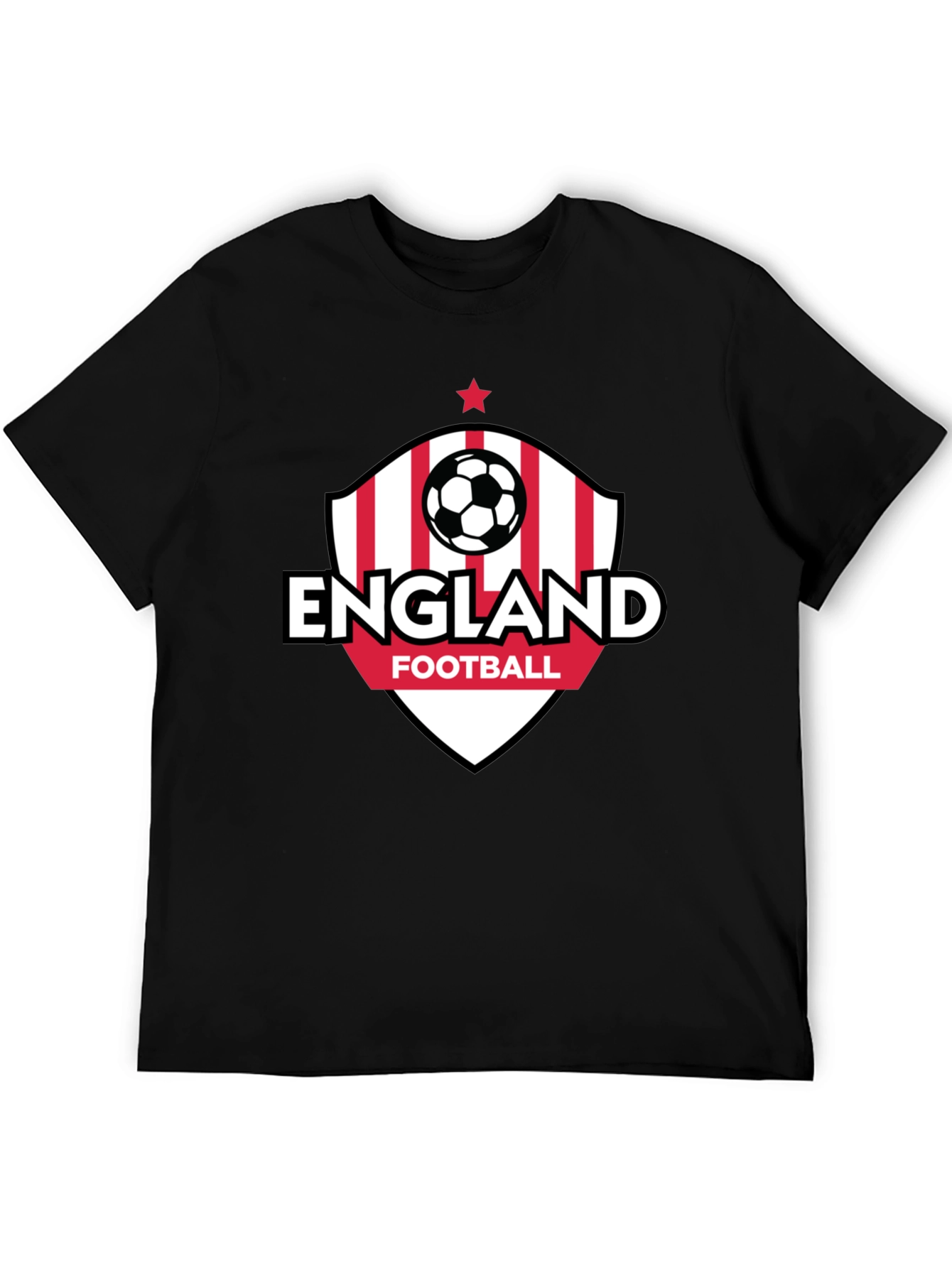 England Football Black T-Shirt Soccer Fan Tee