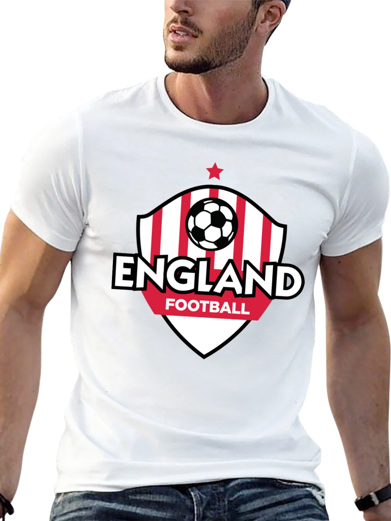 England Football Black T-Shirt Soccer Fan Tee