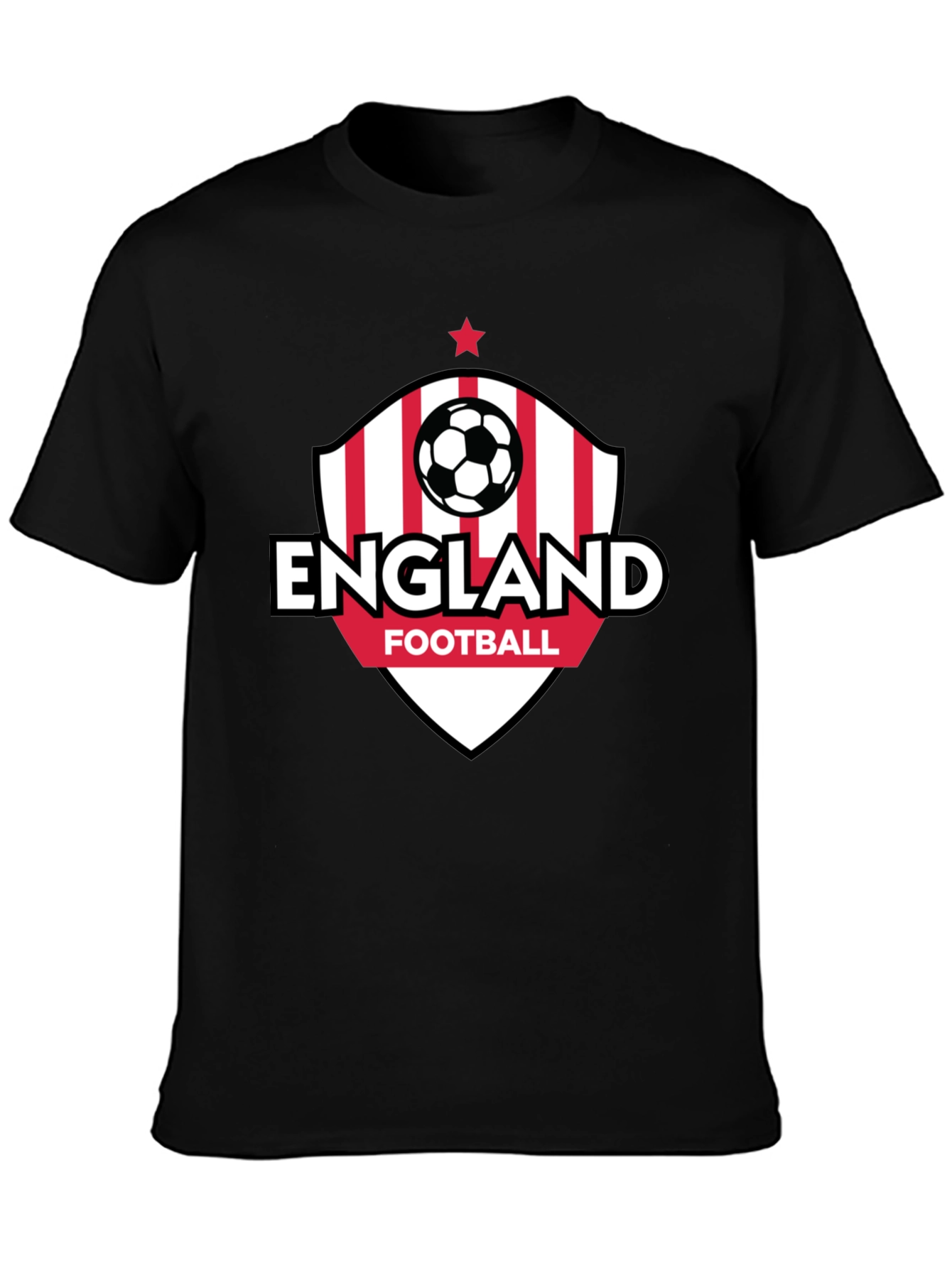 England Football Black T-Shirt Soccer Fan Tee