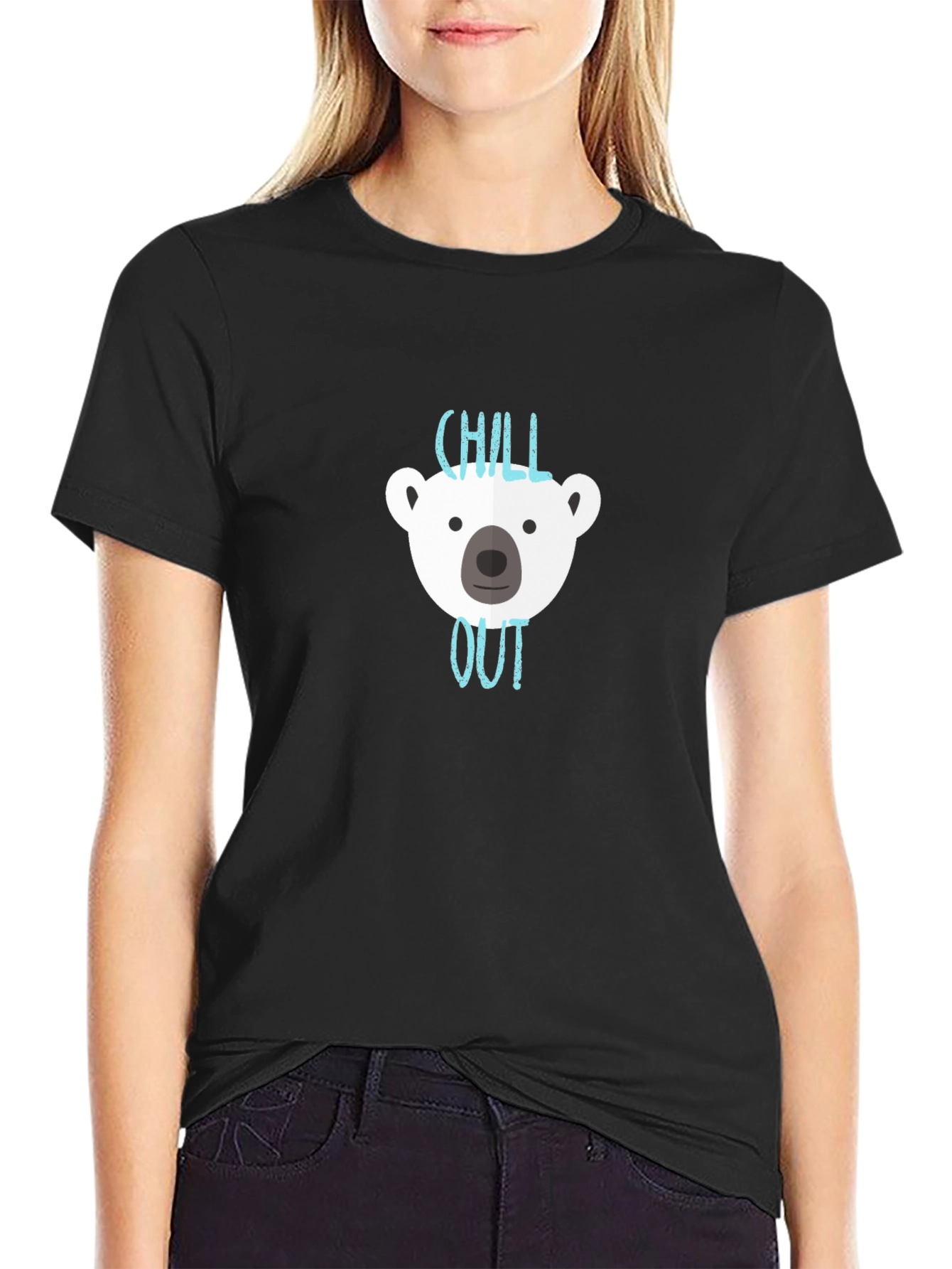 Chill Out Bear Graphic T-Shirt - Black
