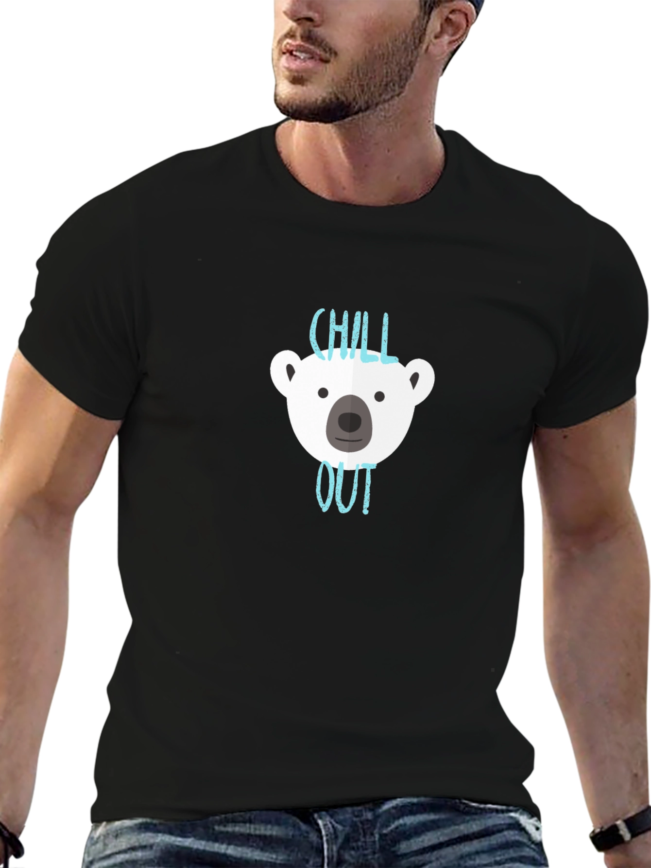Chill Out Bear Graphic T-Shirt - Black