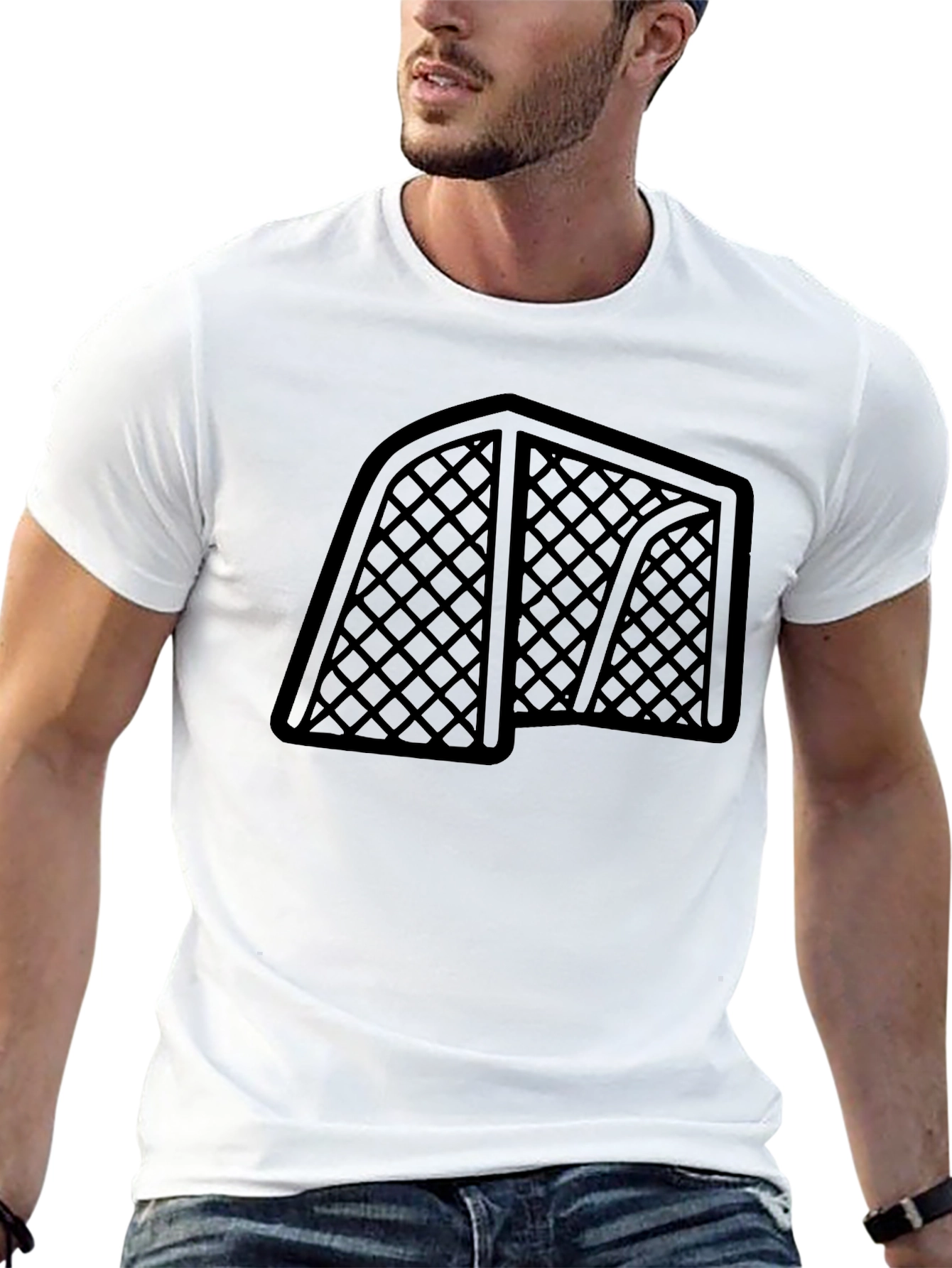 Hockey Goal Graphic Tee - Black Cotton