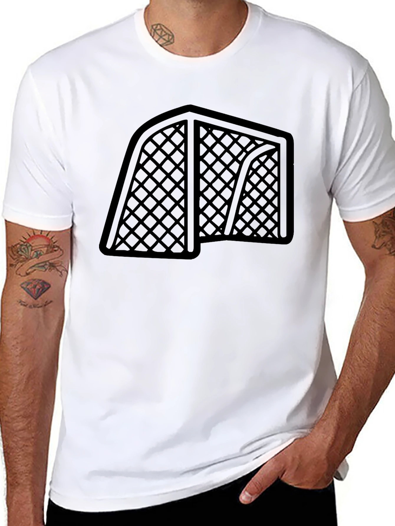 Hockey Goal Graphic Tee - Black Cotton
