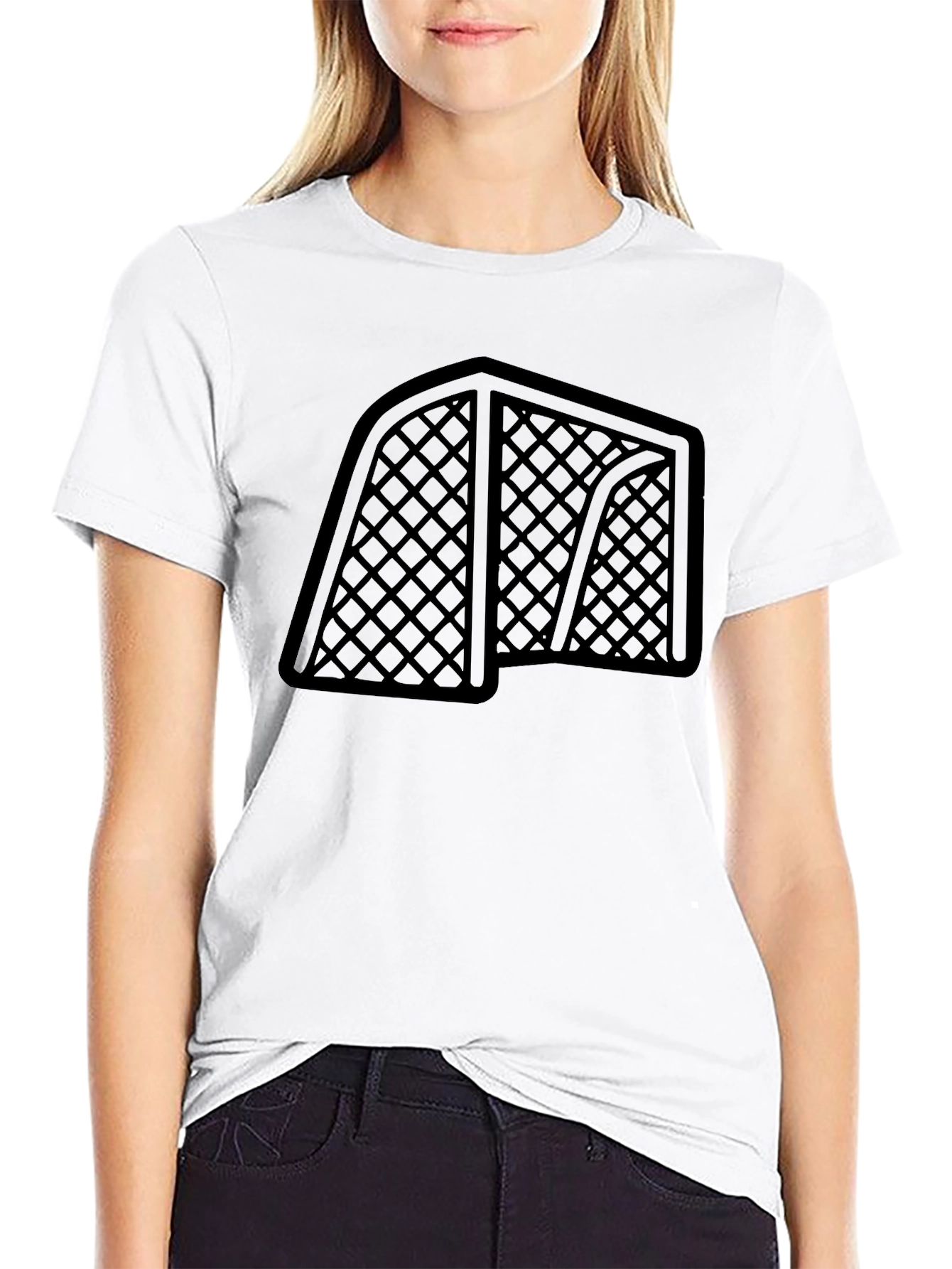 Hockey Goal Graphic Tee - Black Cotton