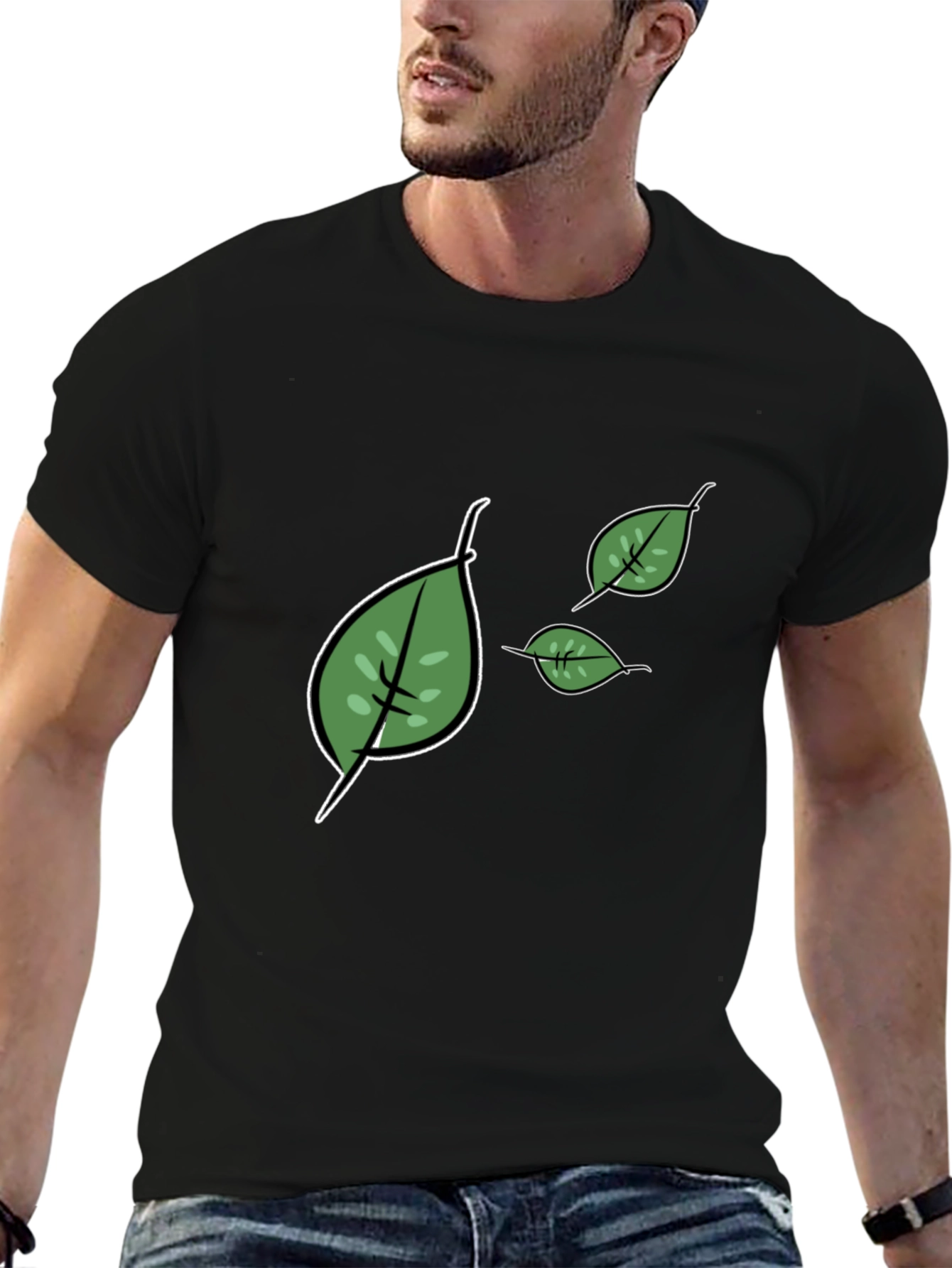 Leaf Graphic Print Tee - Casual Style