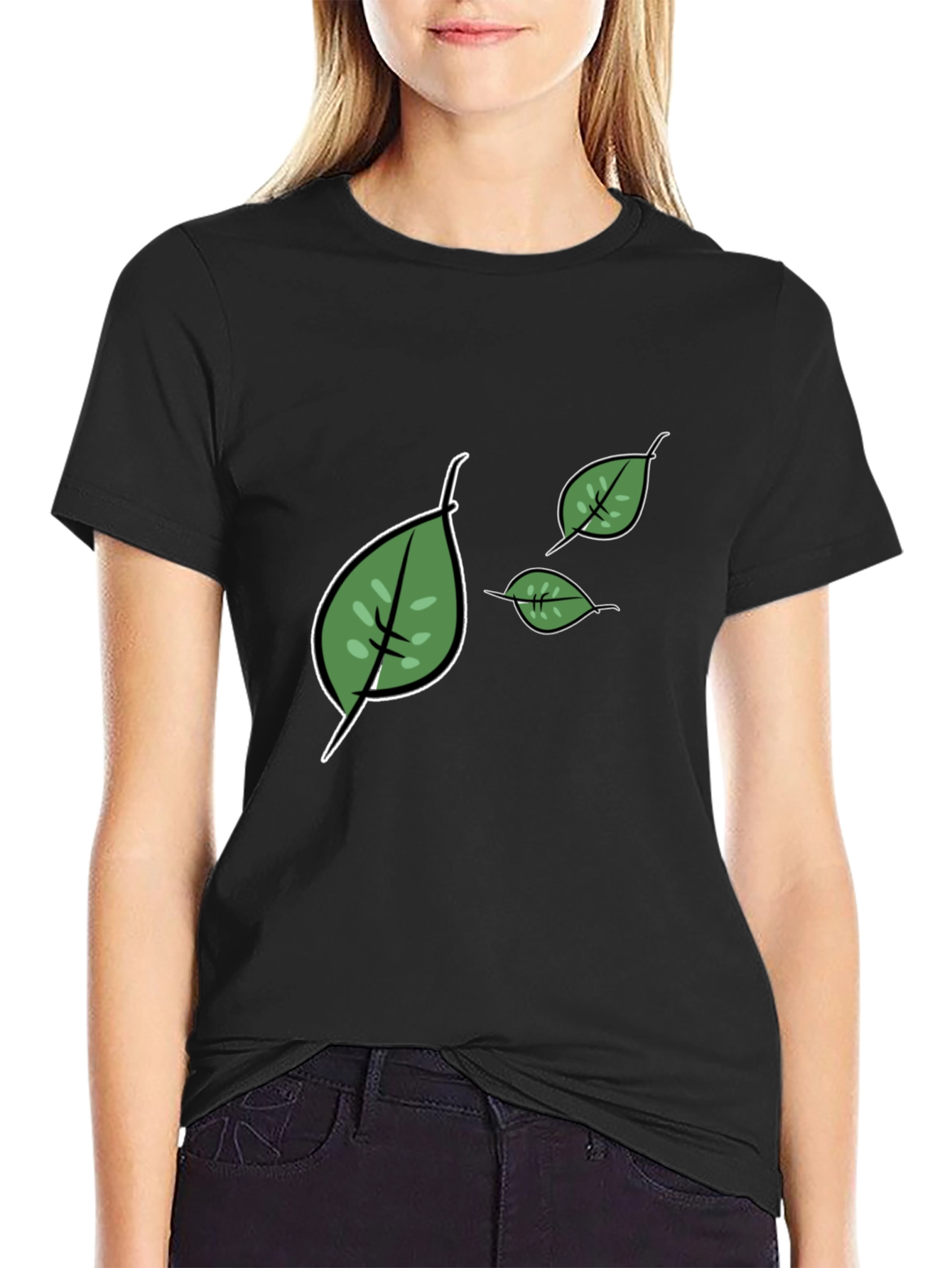 Leaf Graphic Print Tee - Casual Style
