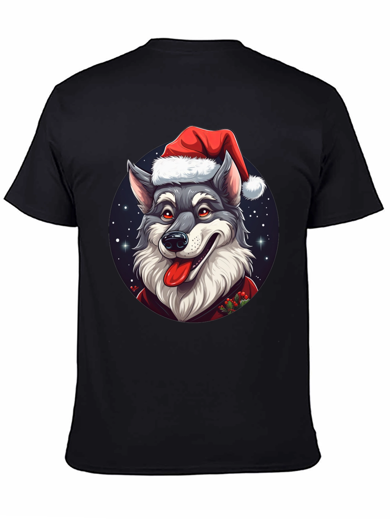 Festive Wolf T-Shirt: Holiday Cheer