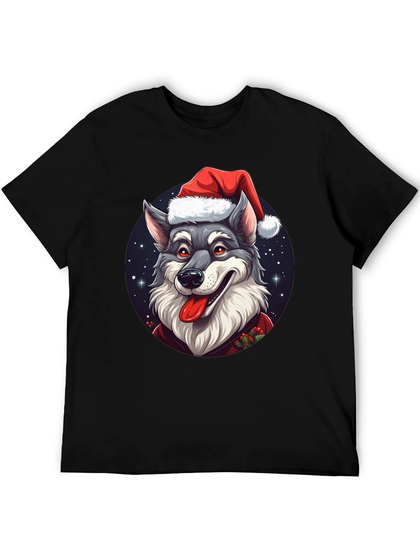 Festive Wolf T-Shirt: Holiday Cheer