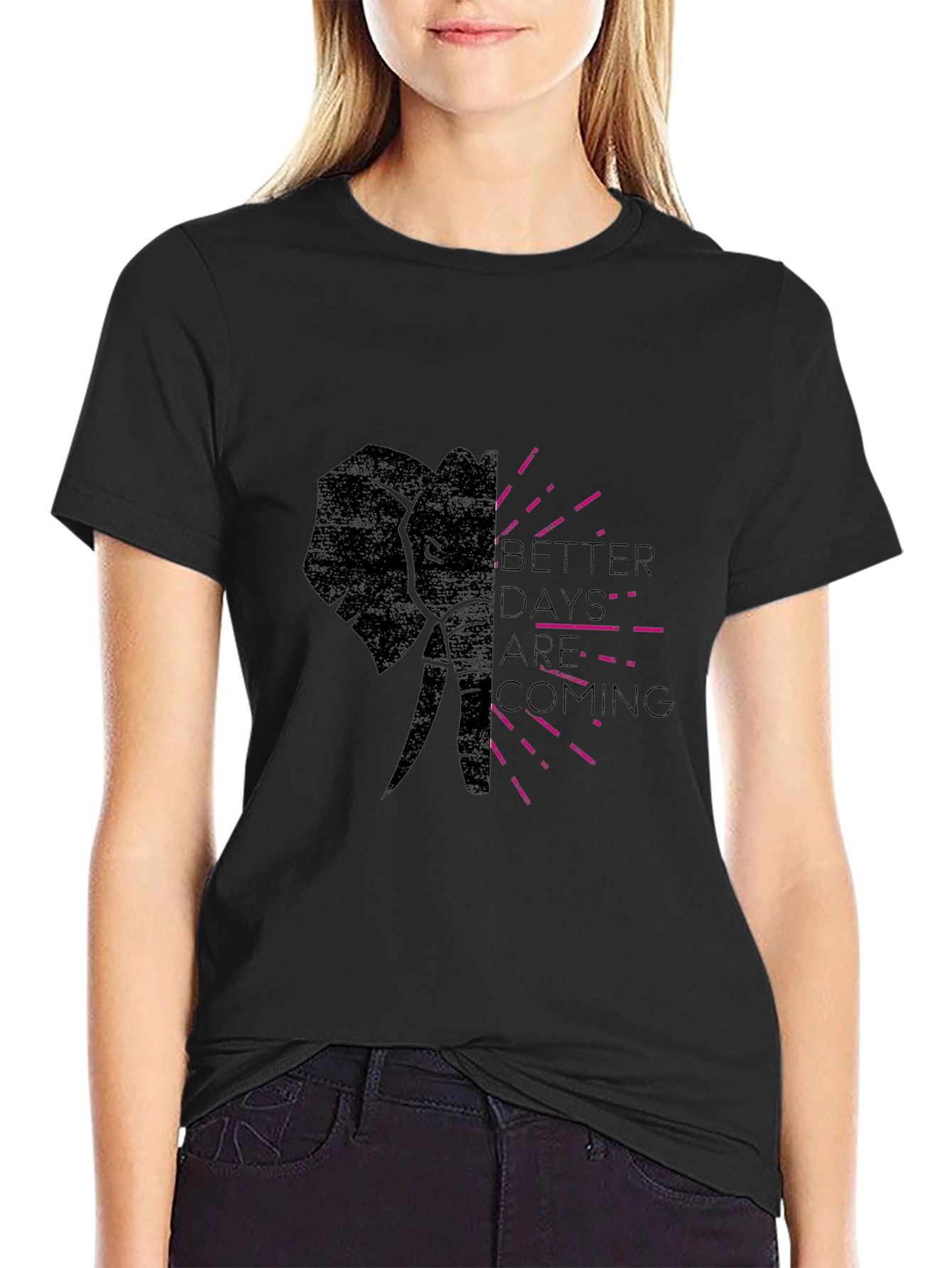 Elephant Graphic Print T-Shirt - Better Days Ahead