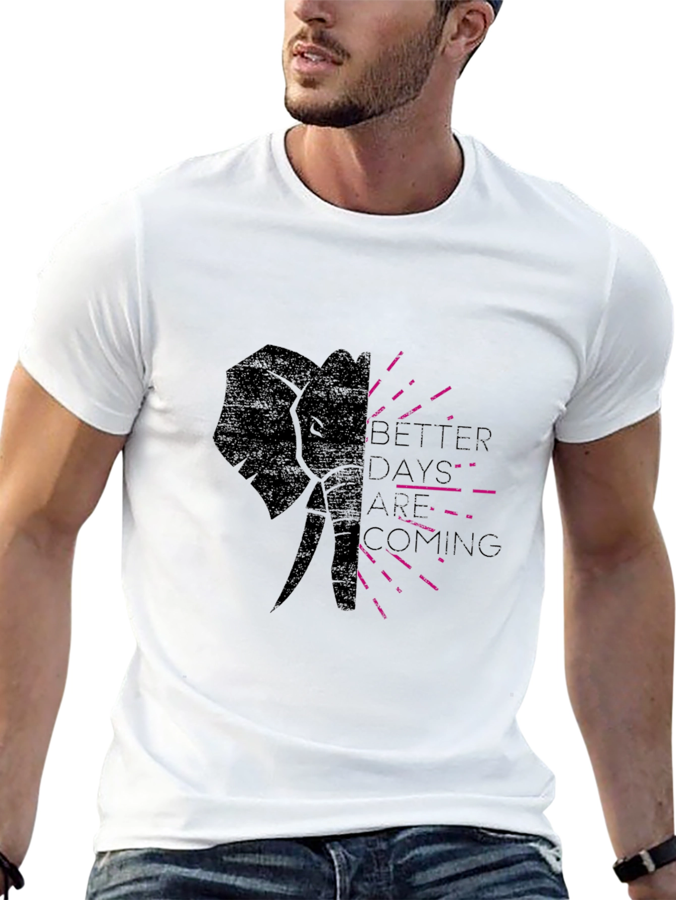 Elephant Graphic Print T-Shirt - Better Days Ahead
