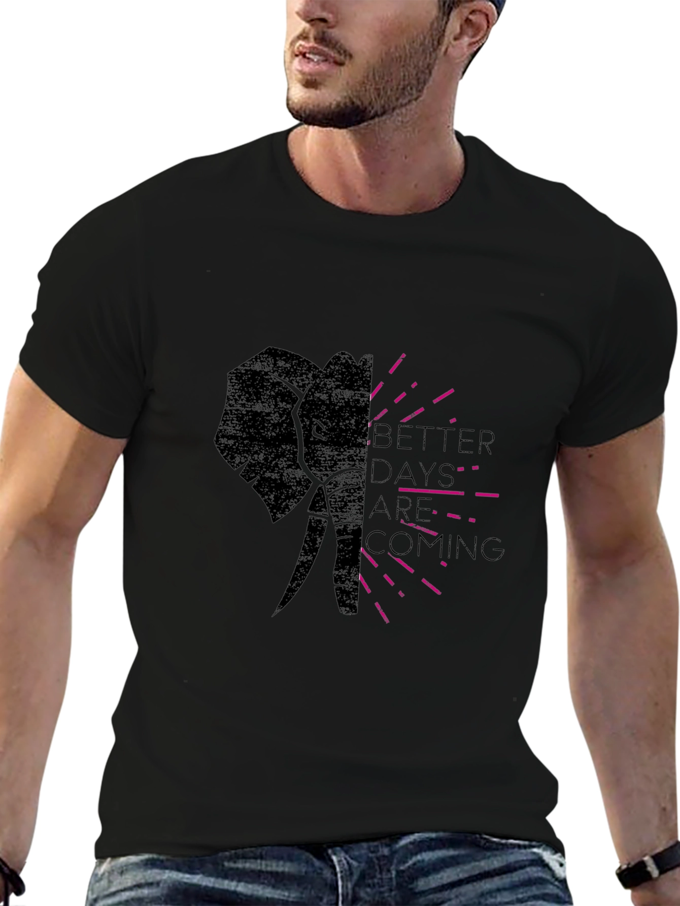 Elephant Graphic Print T-Shirt - Better Days Ahead