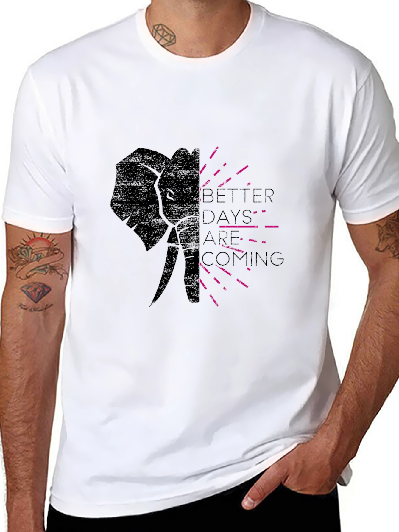 Elephant Graphic Print T-Shirt - Better Days Ahead