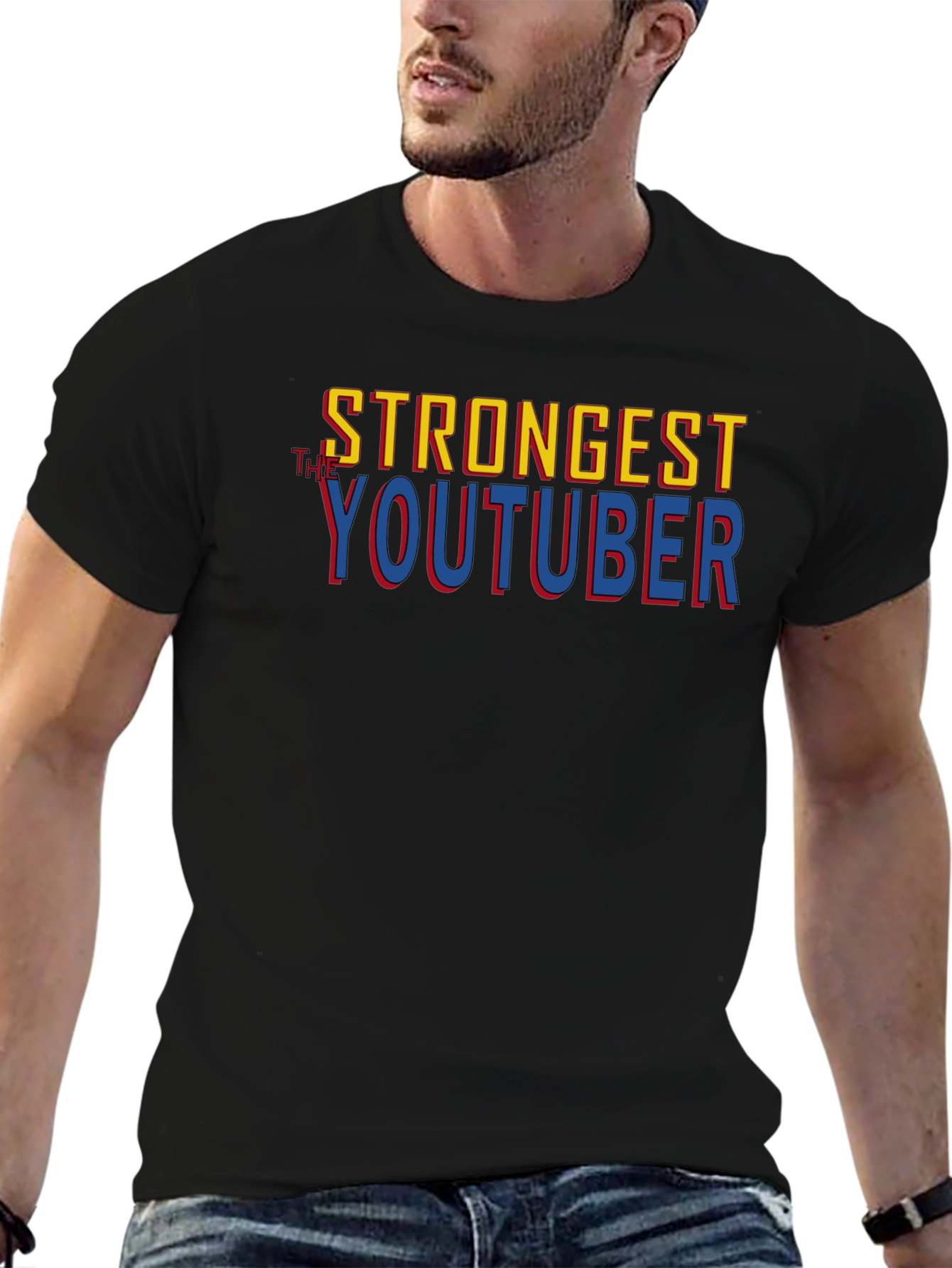 Strongest Youtuber T-Shirt Black Cotton