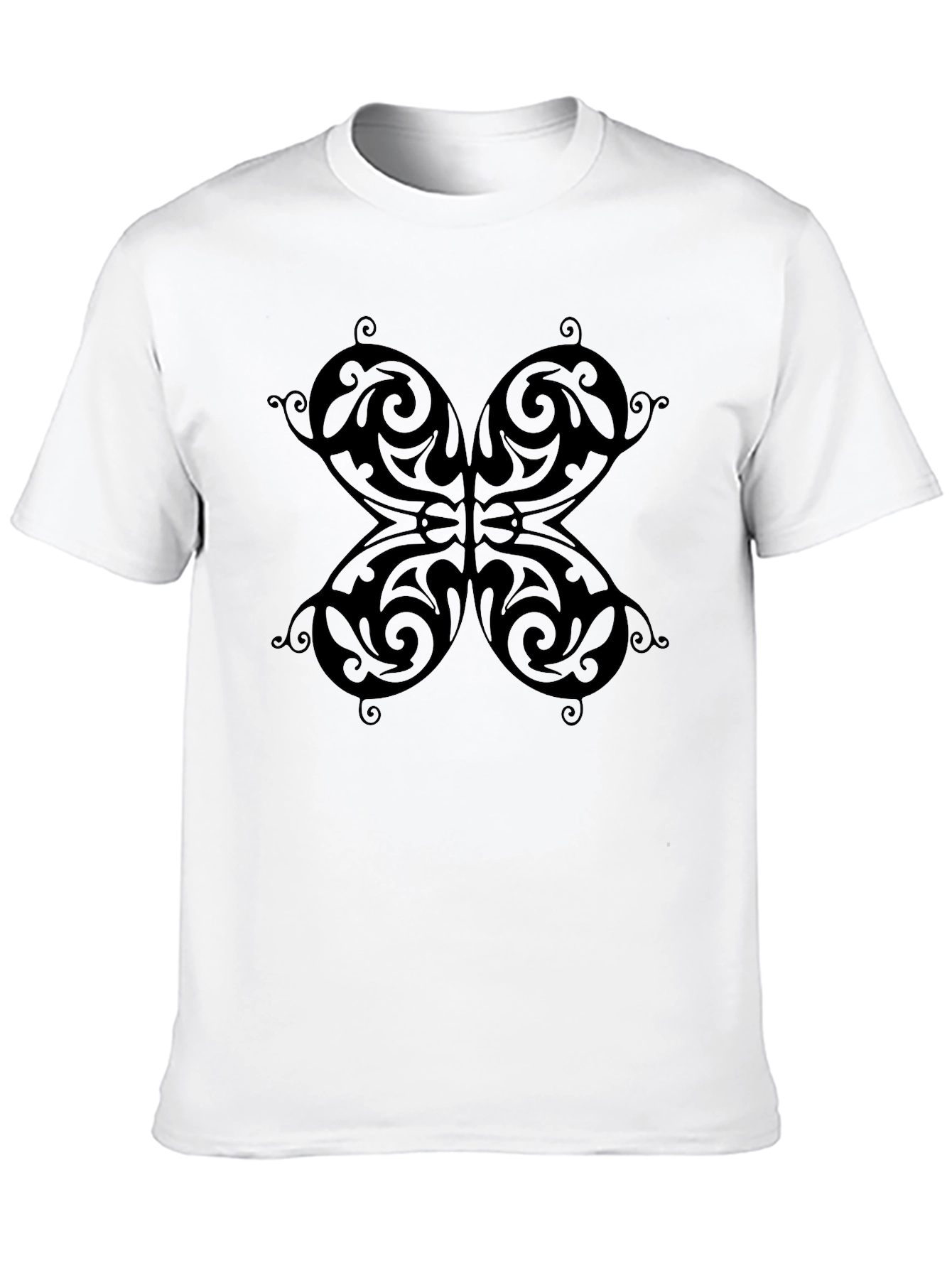 Tribal Butterfly Graphic Black T-Shirt