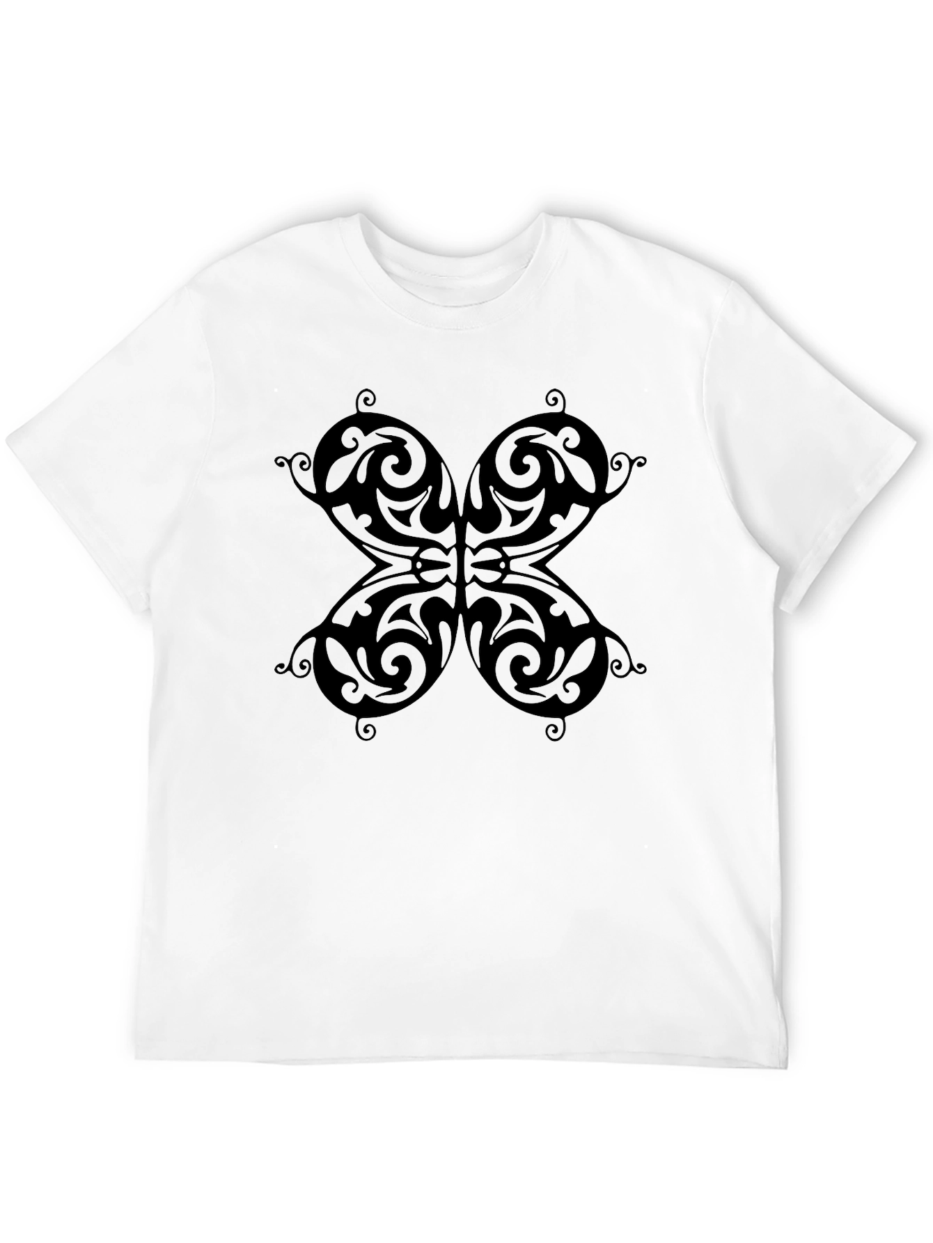 Tribal Butterfly Graphic Black T-Shirt