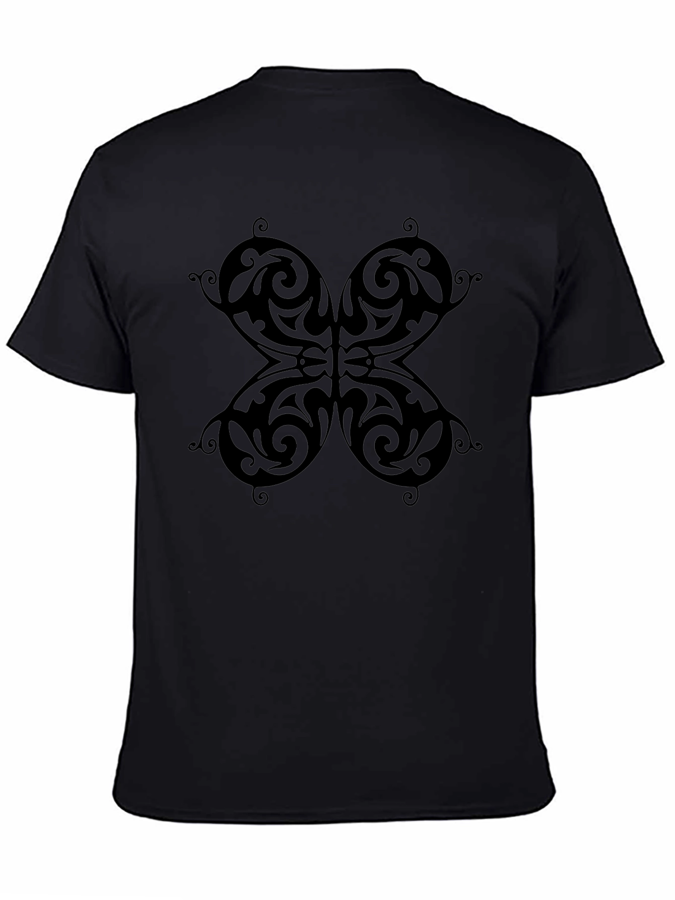 Tribal Butterfly Graphic Black T-Shirt