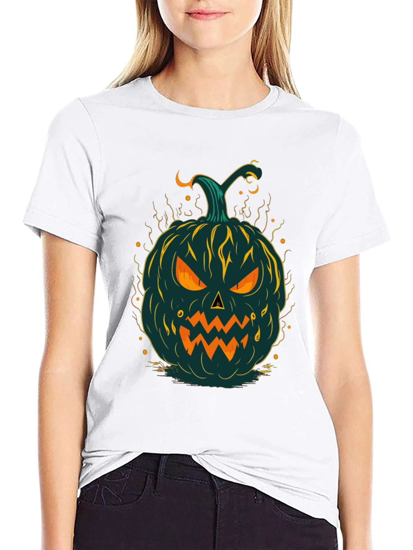 Halloween Pumpkin Graphic Tee - Spooky Style