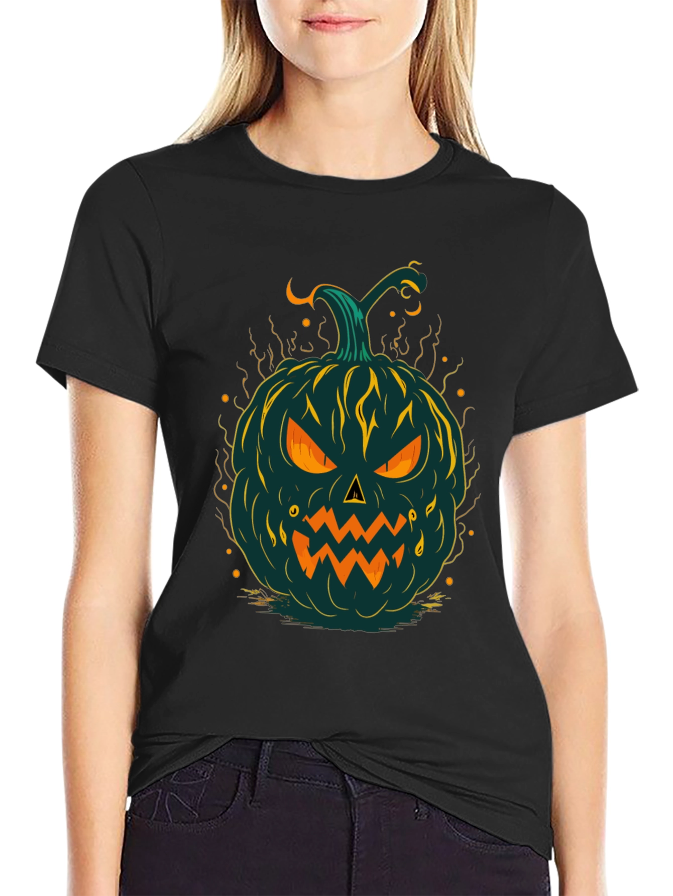 Halloween Pumpkin Graphic Tee - Spooky Style
