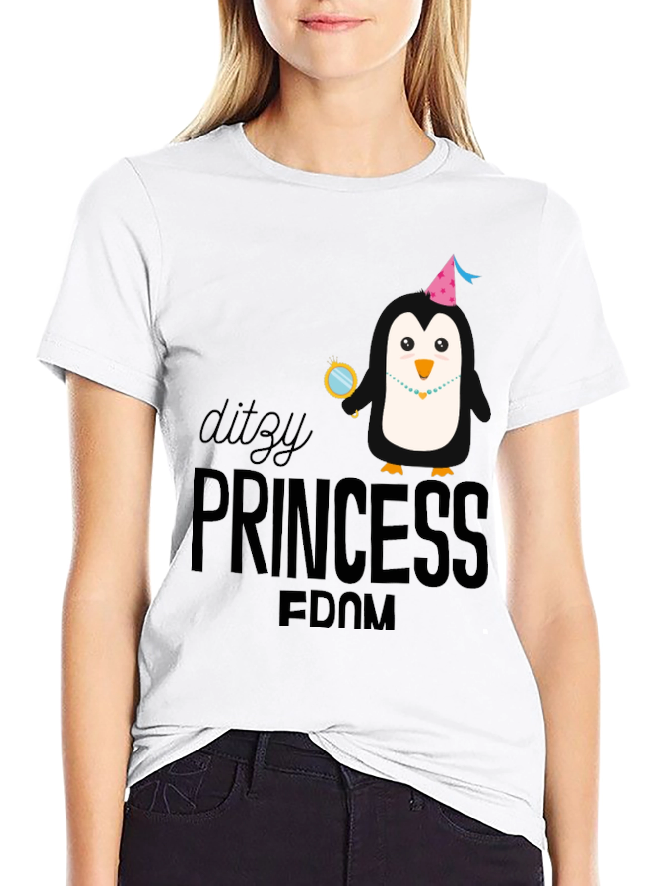 Dizzy Princess Penguin T-Shirt - Black