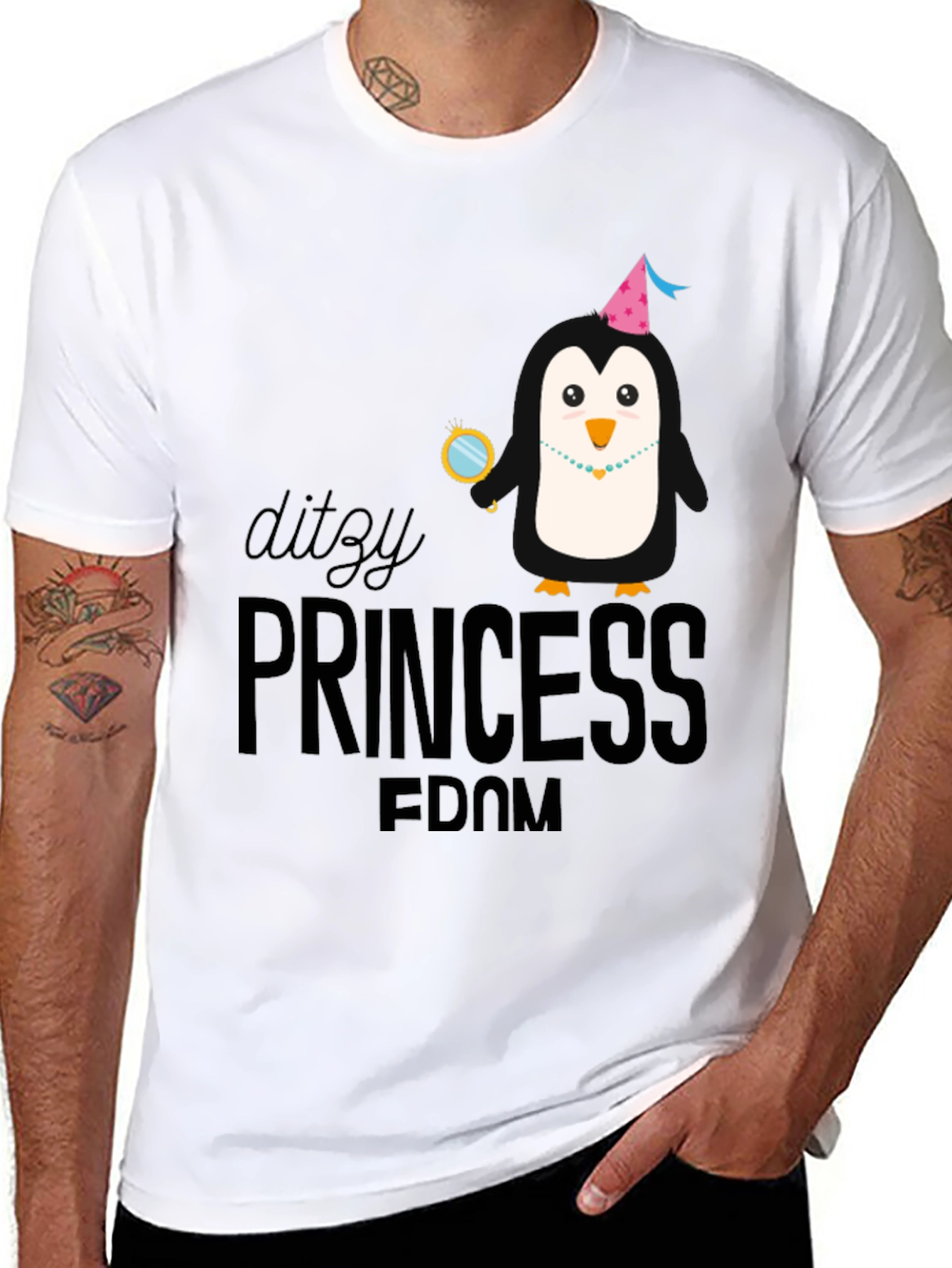 Dizzy Princess Penguin T-Shirt - Black