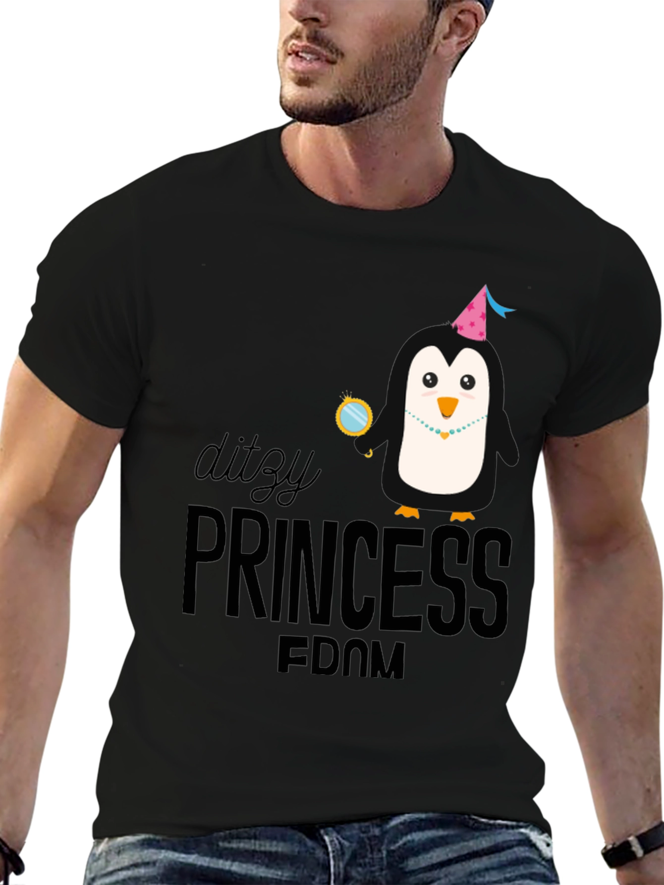 Dizzy Princess Penguin T-Shirt - Black