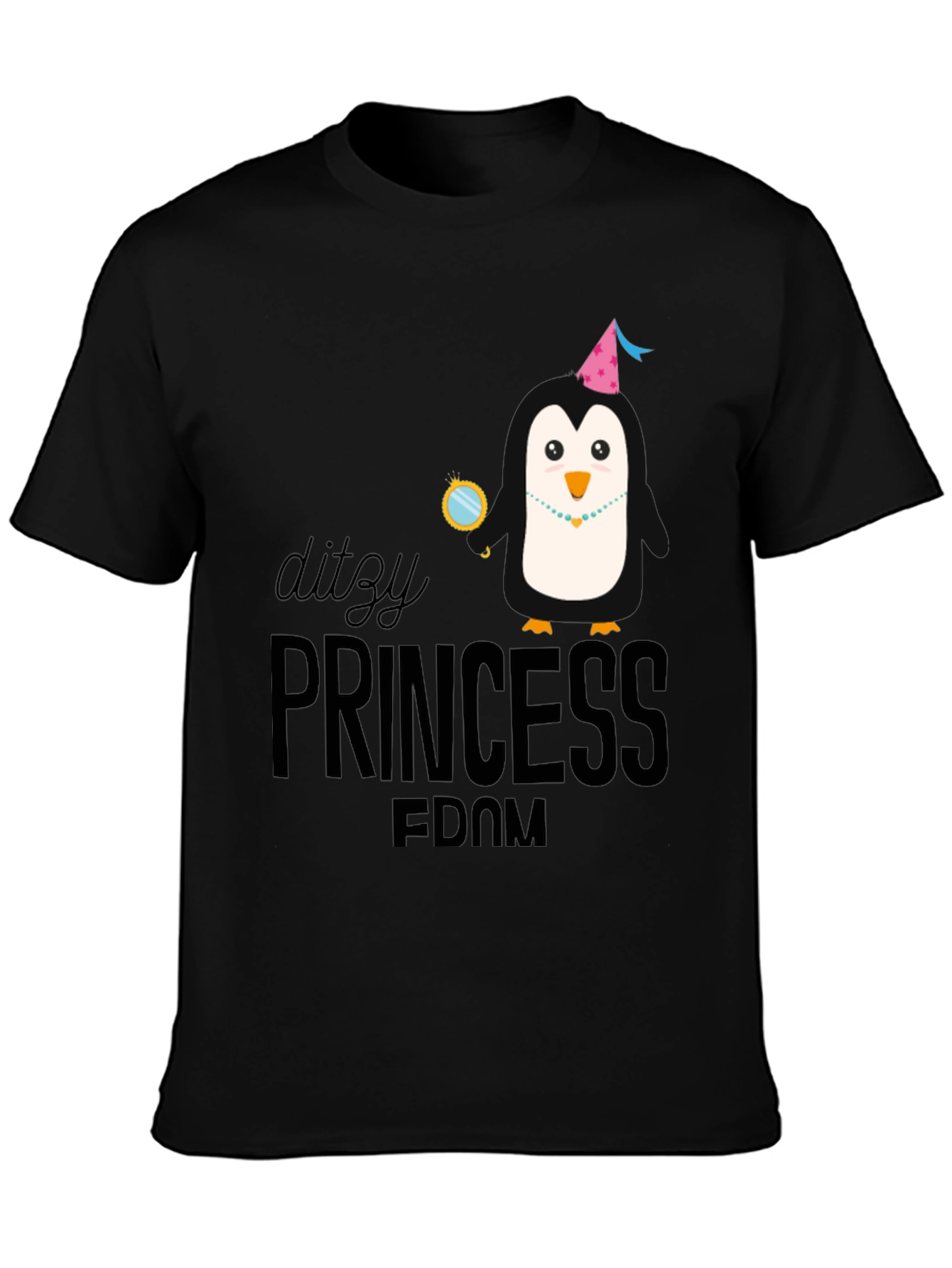 Dizzy Princess Penguin T-Shirt - Black