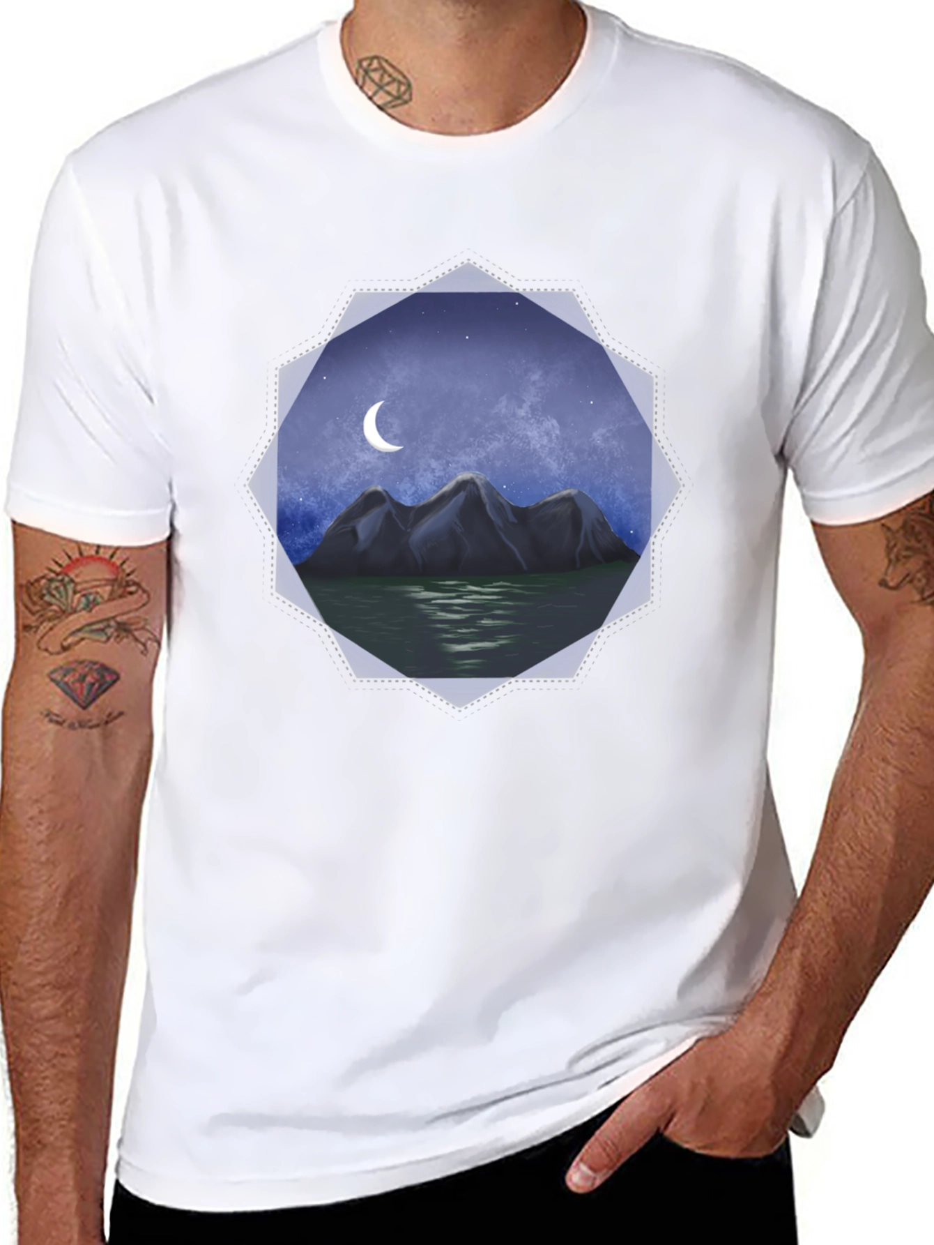 Mountain Moon Graphic Tee - Black