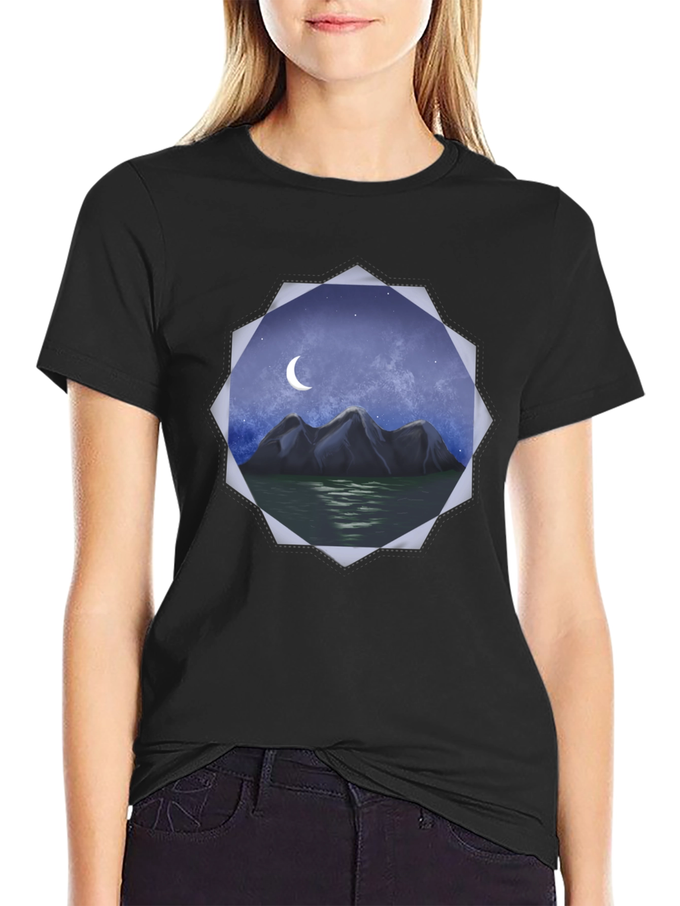 Mountain Moon Graphic Tee - Black