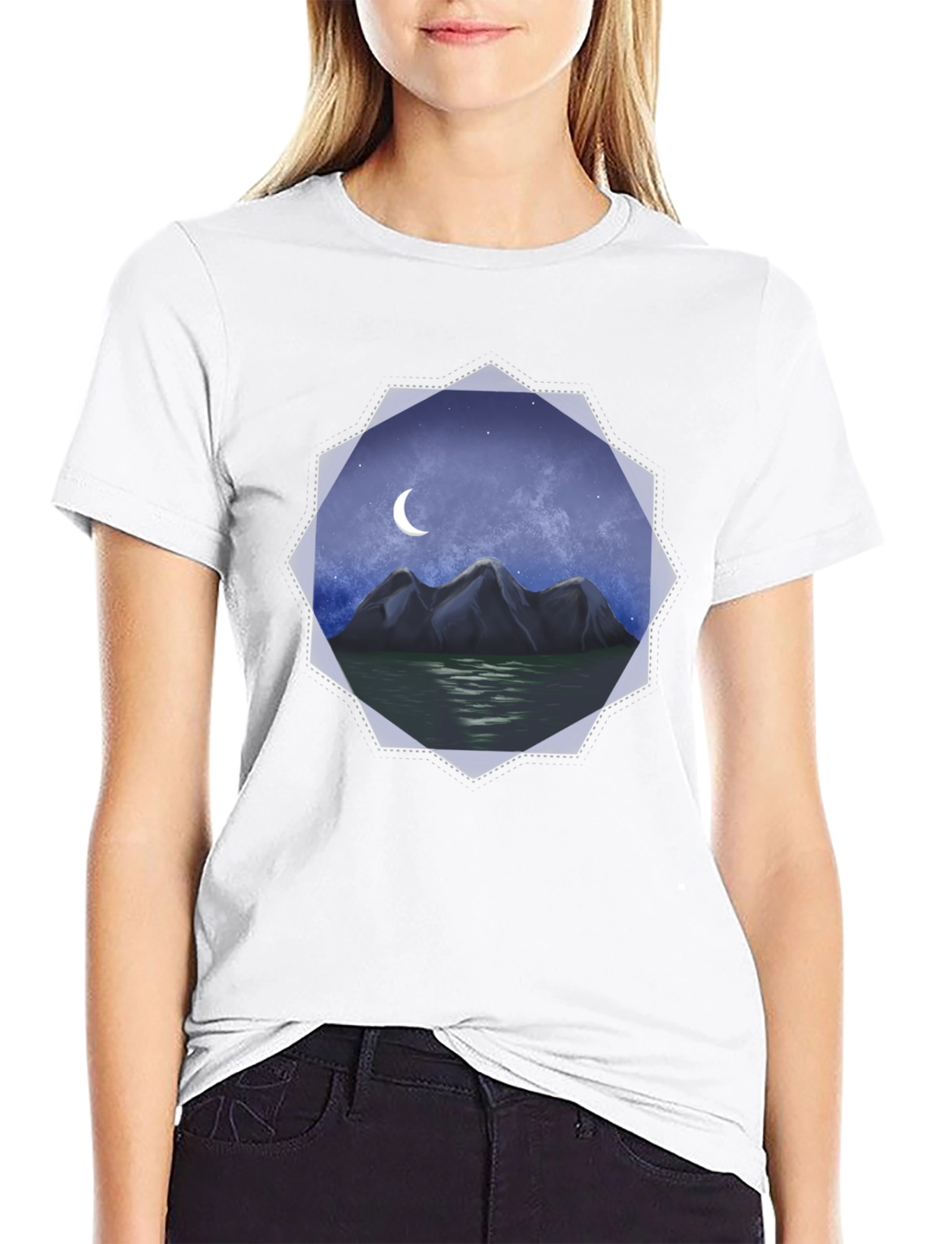 Mountain Moon Graphic Tee - Black